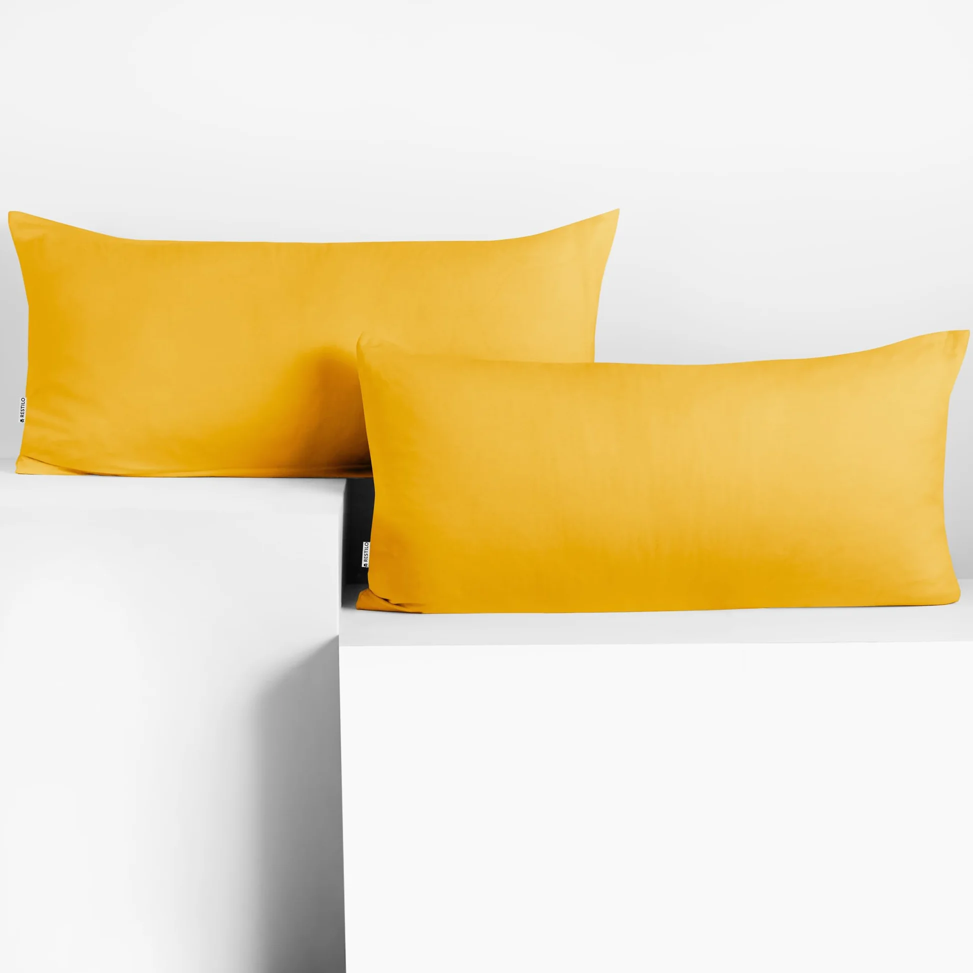 DecoKing Bursztynowe poszewki na poduszkę 40 x 80 cm, dżersej, 100% czesana bawełna, zamek błyskawiczny, żółte, 2 sztuki