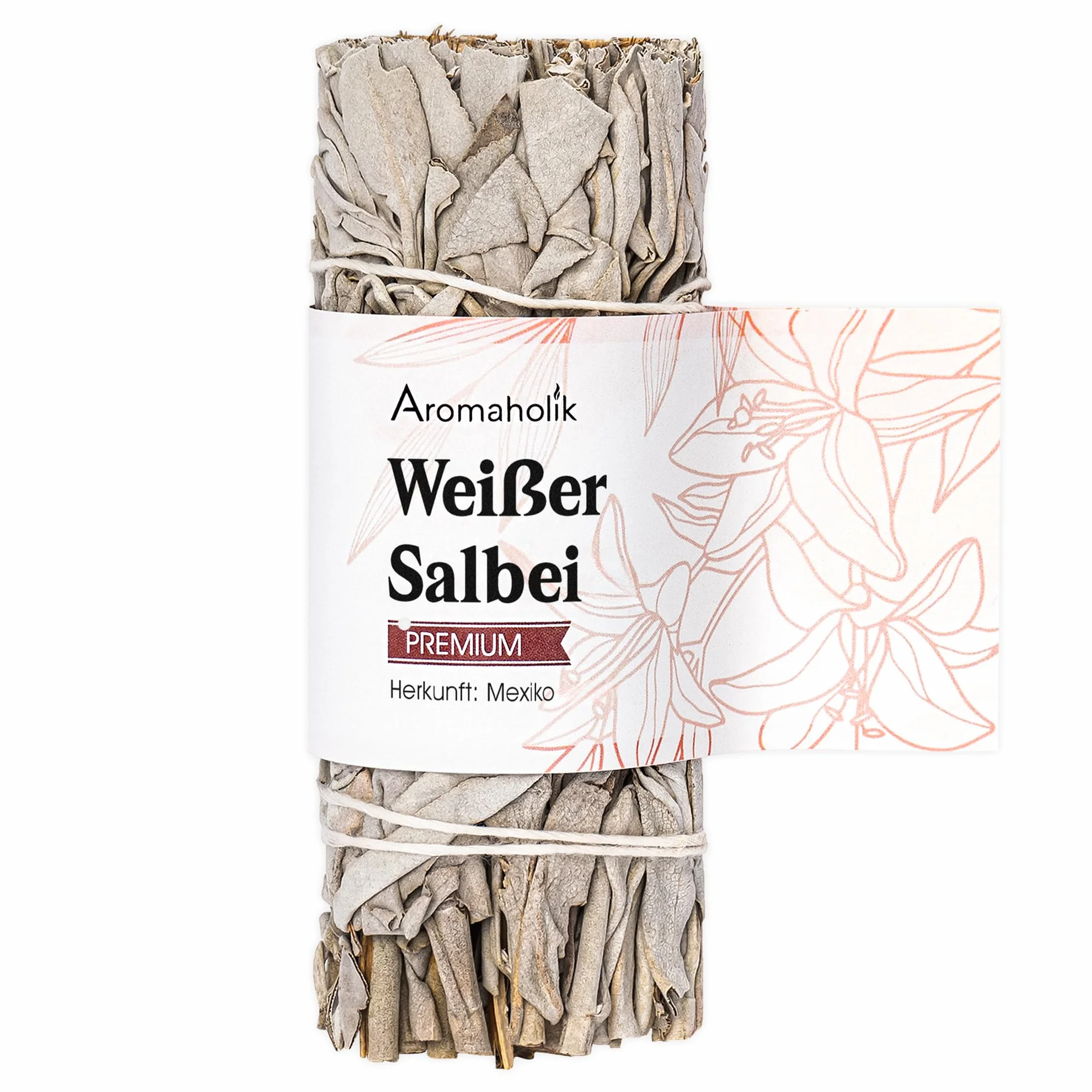 Weißer Salbei zum Räuchern 11 cm – Sage Smudge Stick für Meditation & Rituale, White Sage – Aromaholik