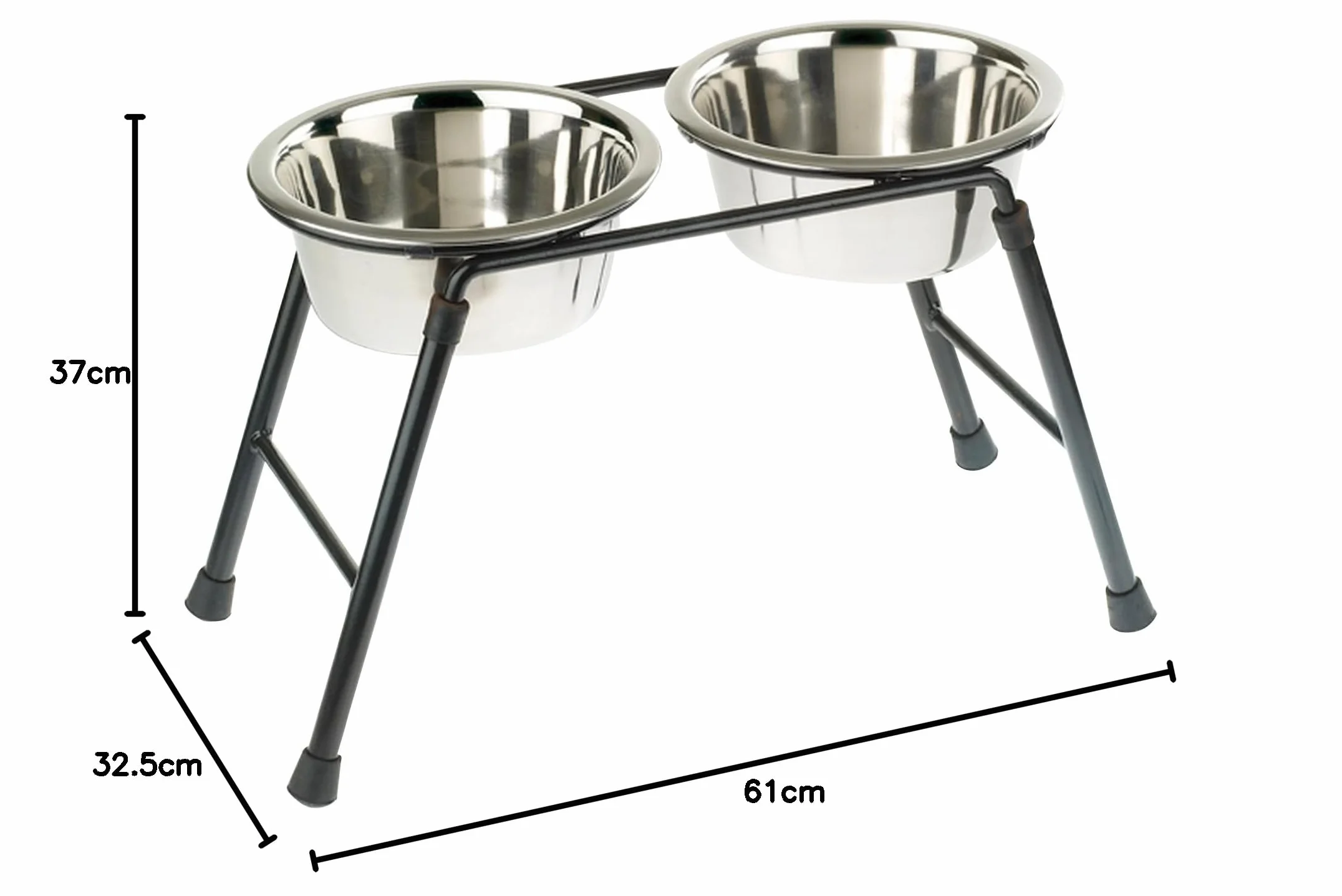 Podwójny podajnik dla zwierząt ze stali nierdzewnej 2500 ml 370 mm