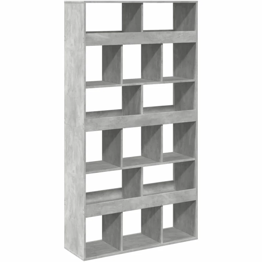 Ścianka działowa, betonowa, szara, wielofunkcyjny regał na książki do salonu, 100 x 33 x 187,5 cm, materiał drewnopochodny