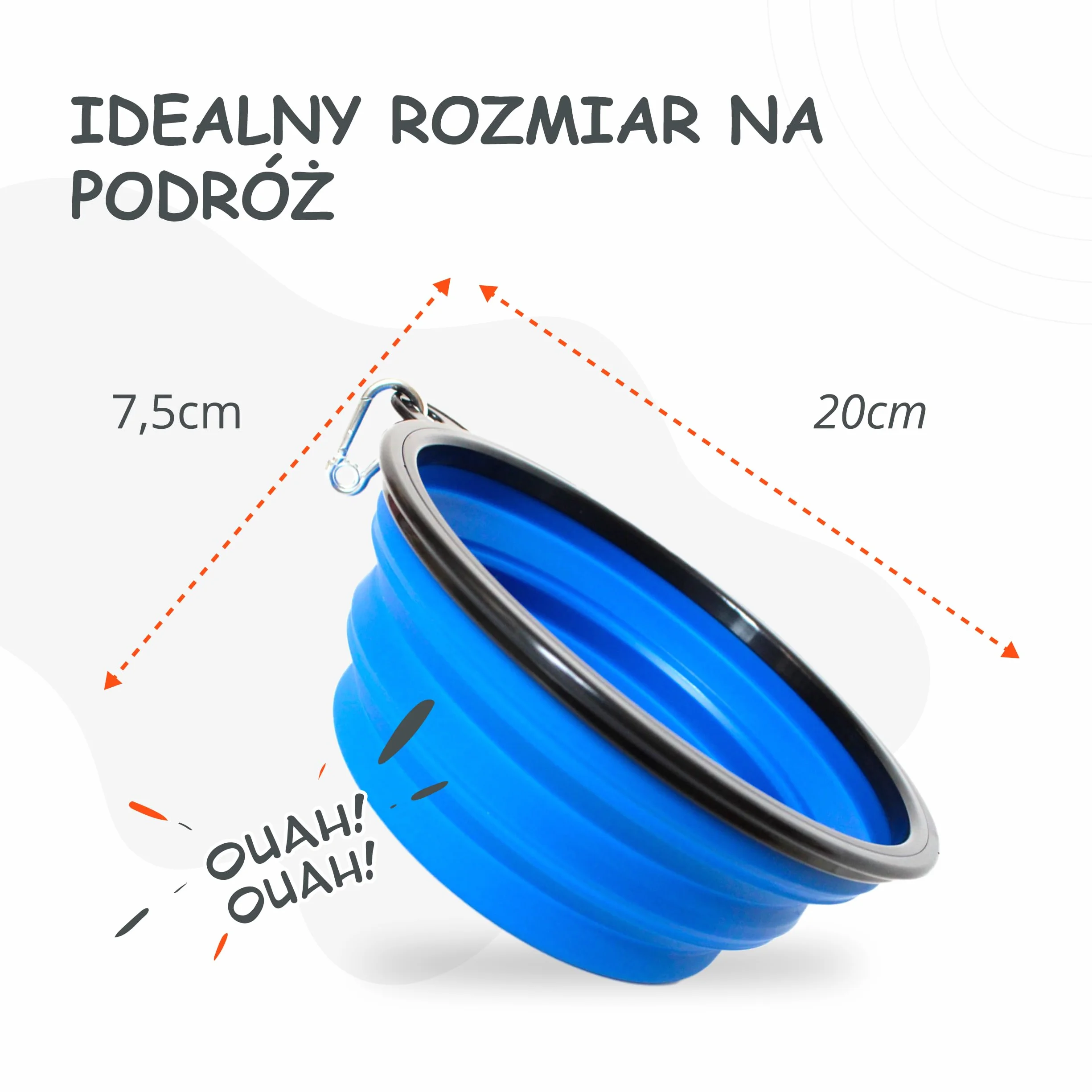 Składana miska dla psa 1500 ml niebieska podróżna na karmę i wodę