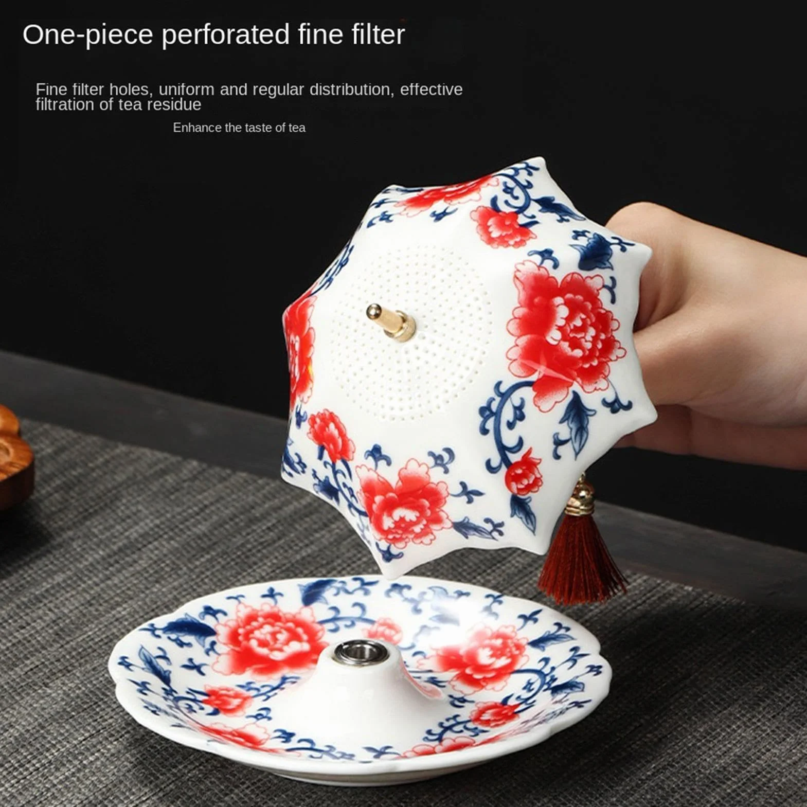 Sitko herbaciane ceramiczne - Ceramiczny, Obrotowy, Dekoracyjny | Parasolowy Filtr Herbaciany,Do Domu, Medytacji, Jogi, Siedzenia, Podróżowania, Biwakowania, Mieszkania, Akademika
