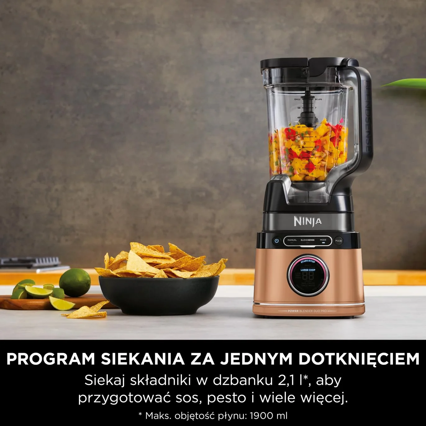 Ninja 2-in-1 Detect Power Blender Pro & Single Serve, 1200 W, dzbanek 2 l (maks.900 ml), 1 kubek 680 ml, smoothie, rozdrabnianie warzyw i miksowanie mrożonych napojów, Czarny- miedziany, TB301EUCP
