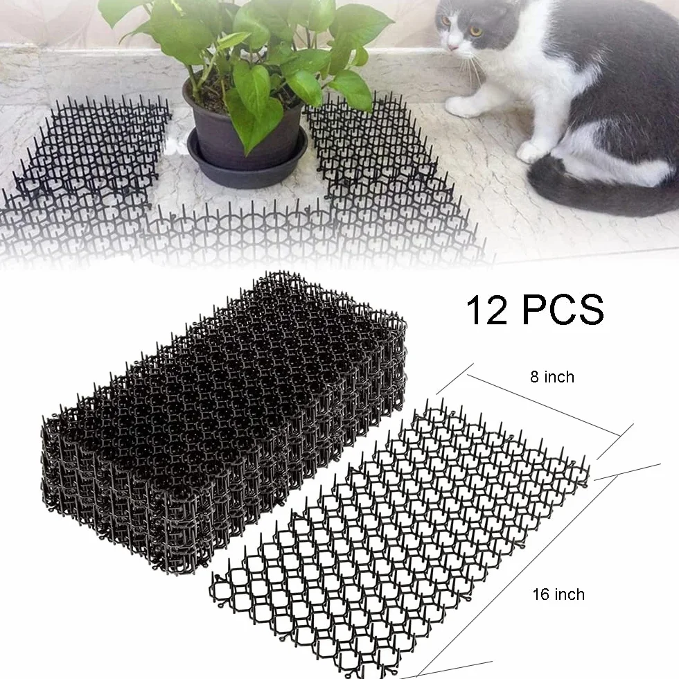 HEYOUTH Kratka z kolcami bariera dla zwierząt 12 sztuk 40x20 cm z kotwami gruntowymi