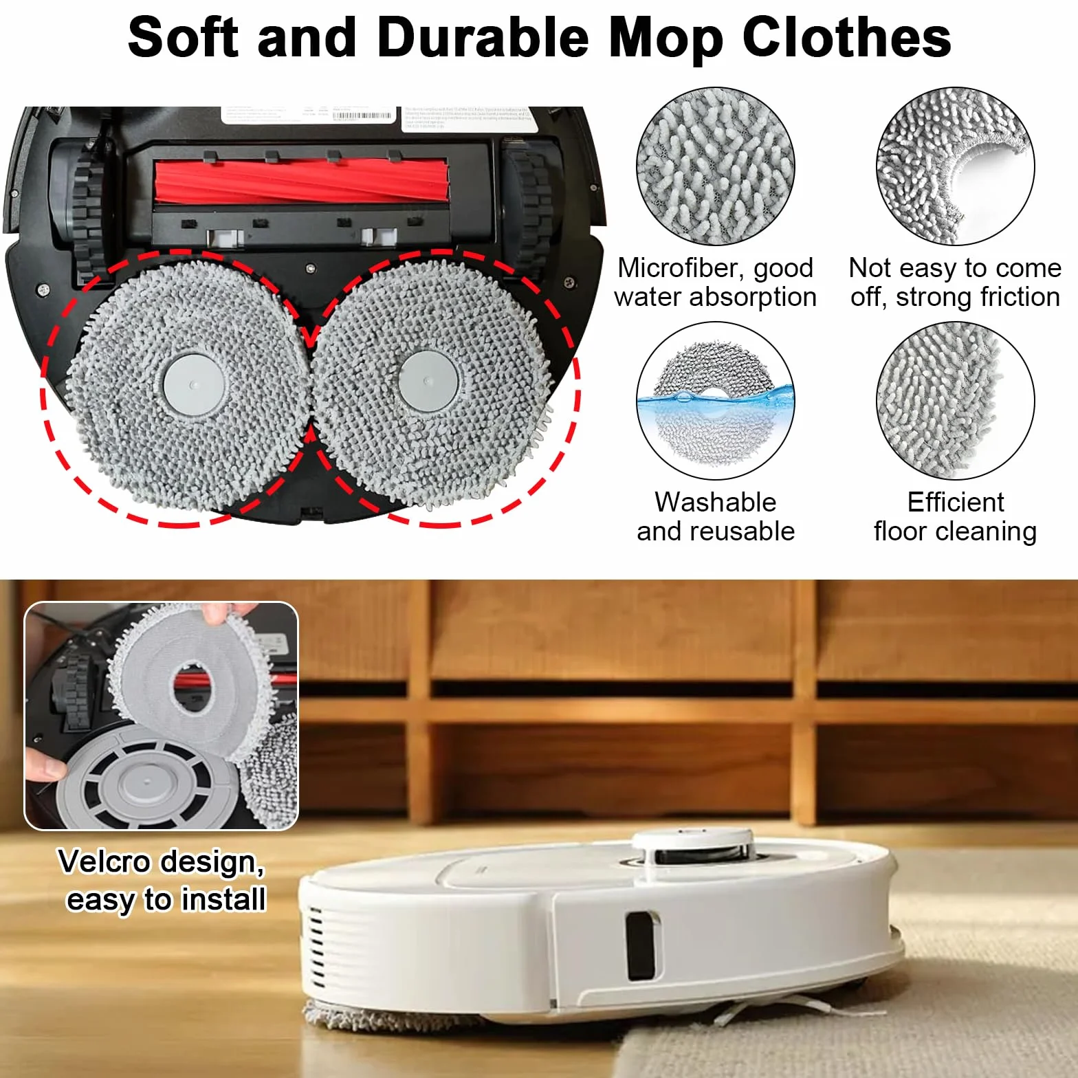 Akcesoria zamienne do Roborock Qrevo S/Qrevo Pro/Q Revo MaxV/Qrevo Plus Robot Vacuum Cleaner Kit, 2 x szczotka główna, 4 filtry Hepa, 4 szczotki boczne, 8 mopów, 6 worków na kurz