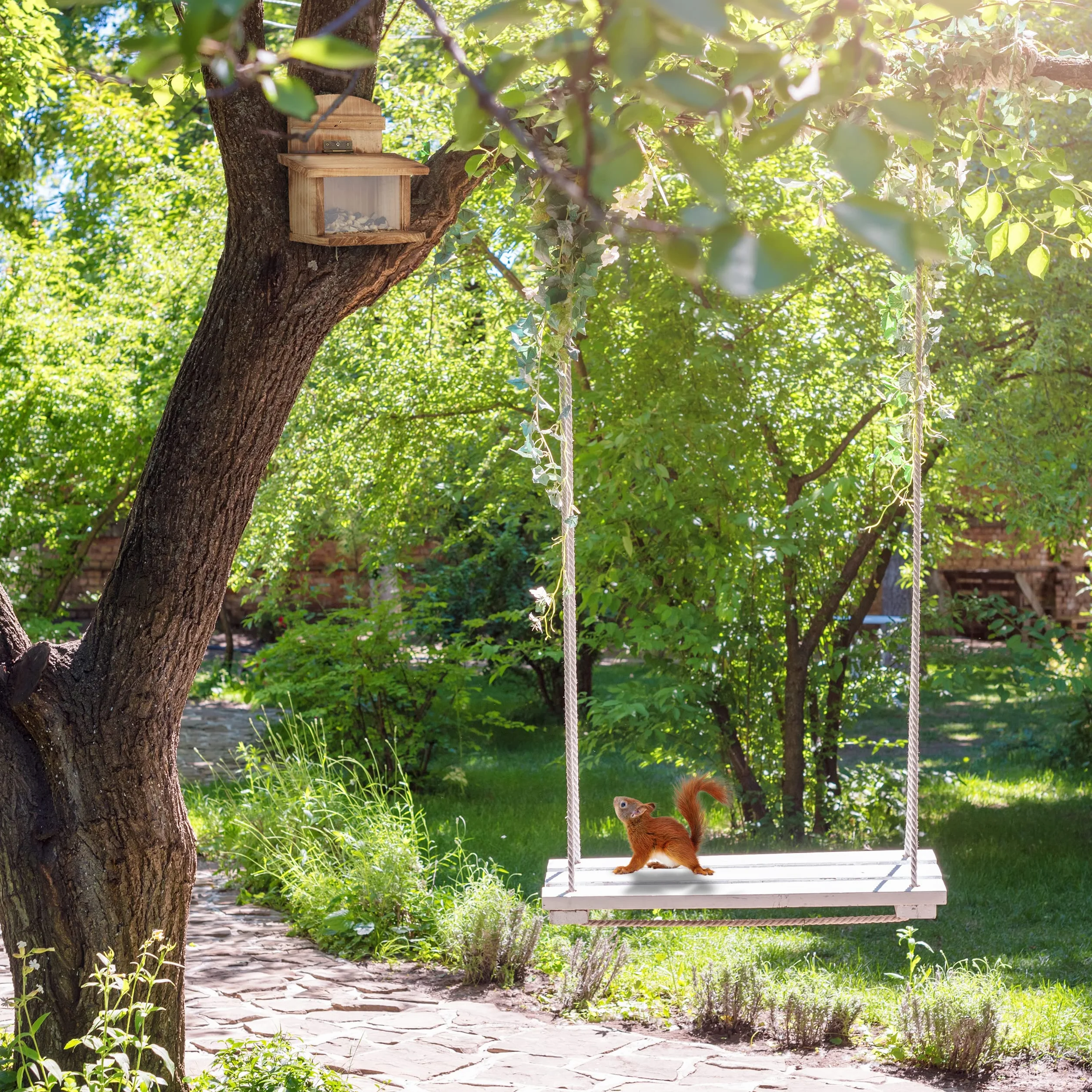 Relaxdays Domek dla wiewiórek, zestaw 2 sztuk, wypalone drewno, domek dla wiewiórek z klapką i szybą, do zawieszenia, naturalny