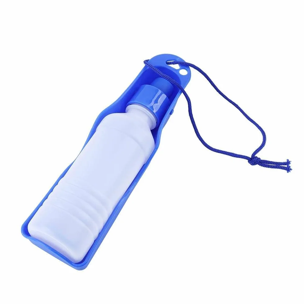 Butelka do picia Psy Podróżna butelka wody pitnej 250 ml / 500 ml Przenośna butelka podróżna dla zwierząt Psy Koty Dozownik wody Składana butelka do picia dla psów (500 ml-niebieska)