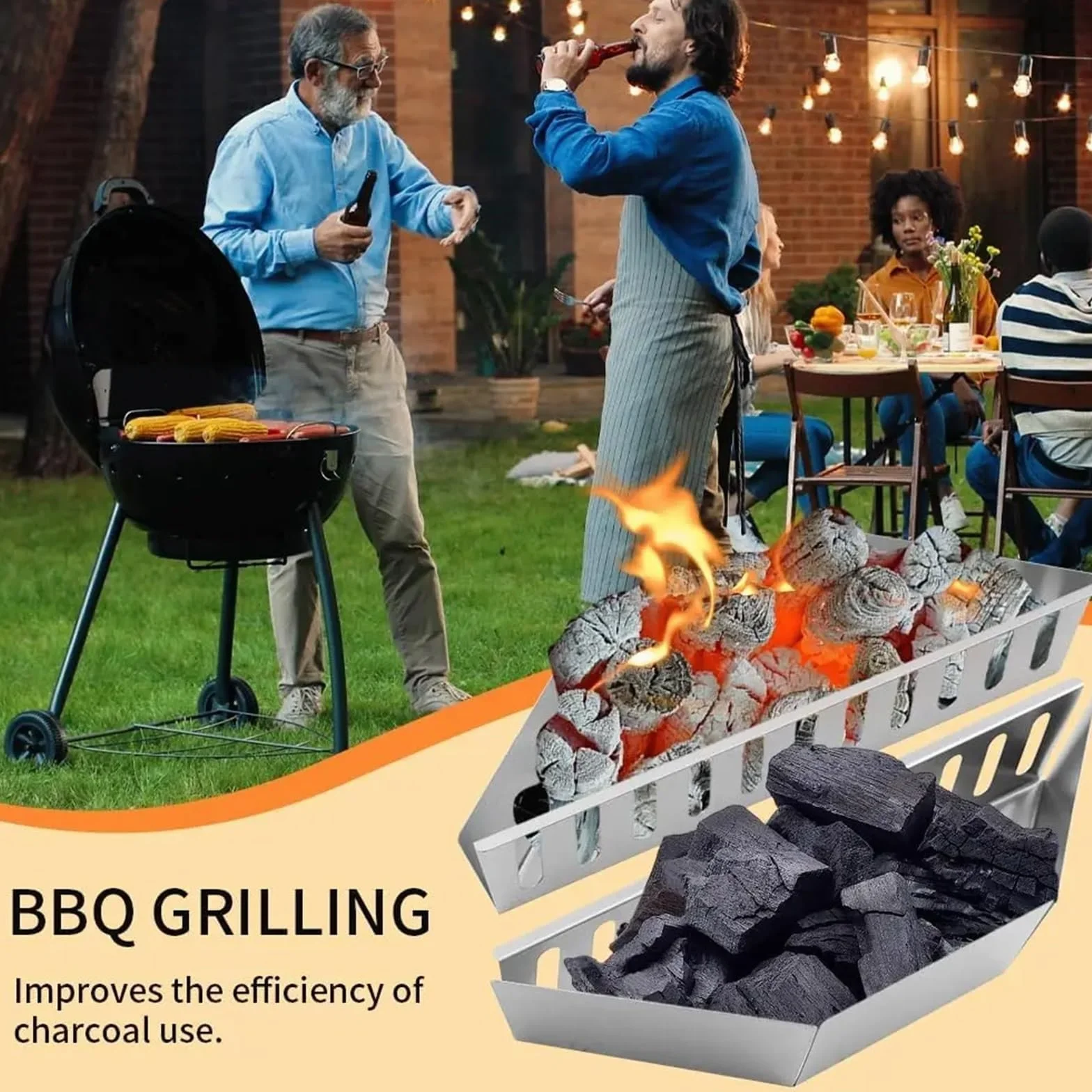 Odporne na wysokie temperatury kosze na brykiety, 2 sztuki, bezpieczne akcesoria do grillowania na świeżym powietrzu, idealne do grillowania i grillowania
