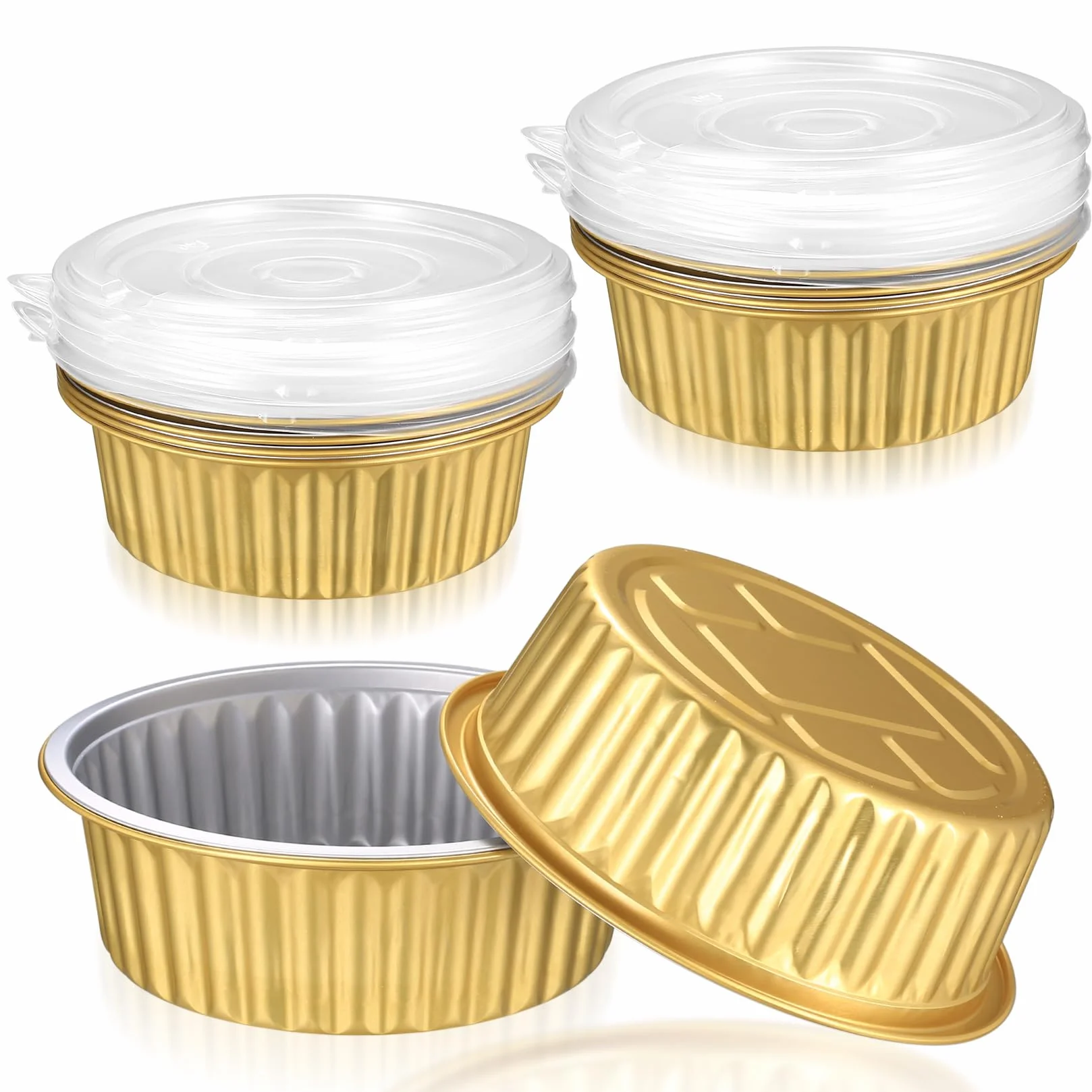 10 szt. aluminiowych misek do grilla, 520 ml, aluminiowe miski do grilla gazowego, akcesoria do grilla, blachy do pieczenia z folii aluminiowej, miski aluminiowe z pokrywką, do piekarnika