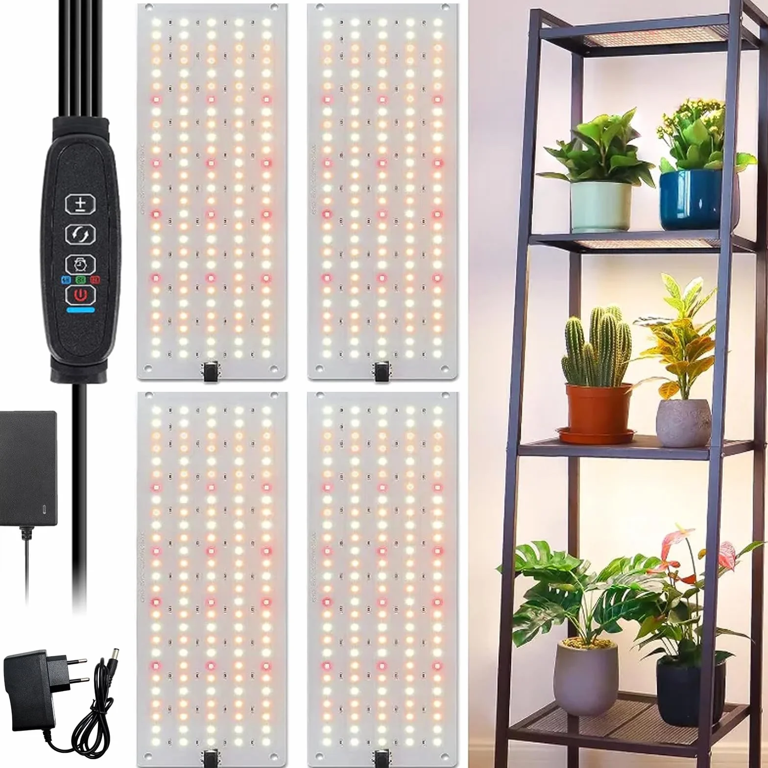 Lampa LED do Uprawy Roślin, Pełne Spektrum, z Programatorem Czasowym 4/8/12 h, 540 Diod LED, 10 Rodzajów Jasności, Światło dla Roślin Pokojowych
