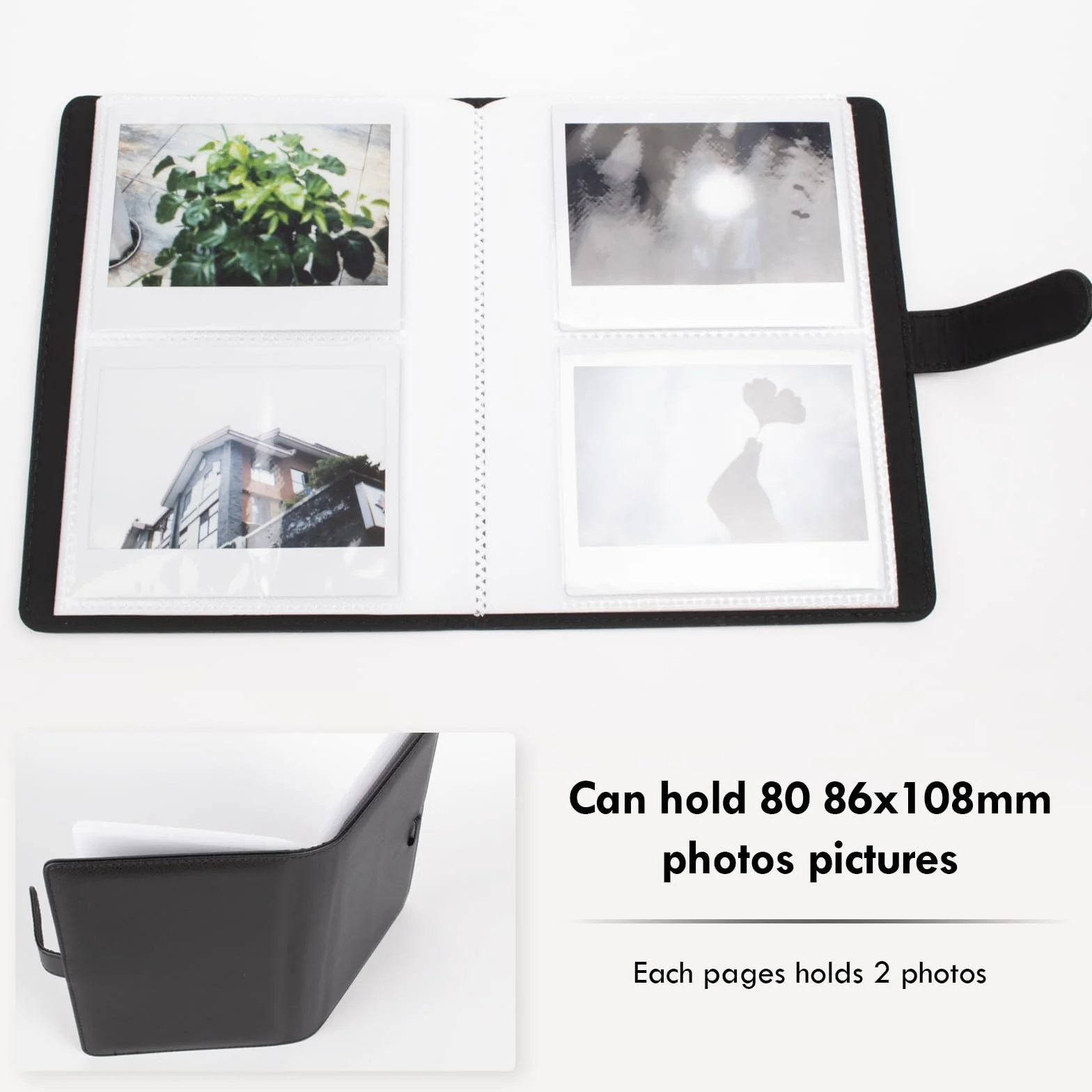 Rieibi Album fotow. ze skóry syntetycznej do Fujifilm Instax Wide210/300/400, 8,6x10,9 cm, 80 kieszeni