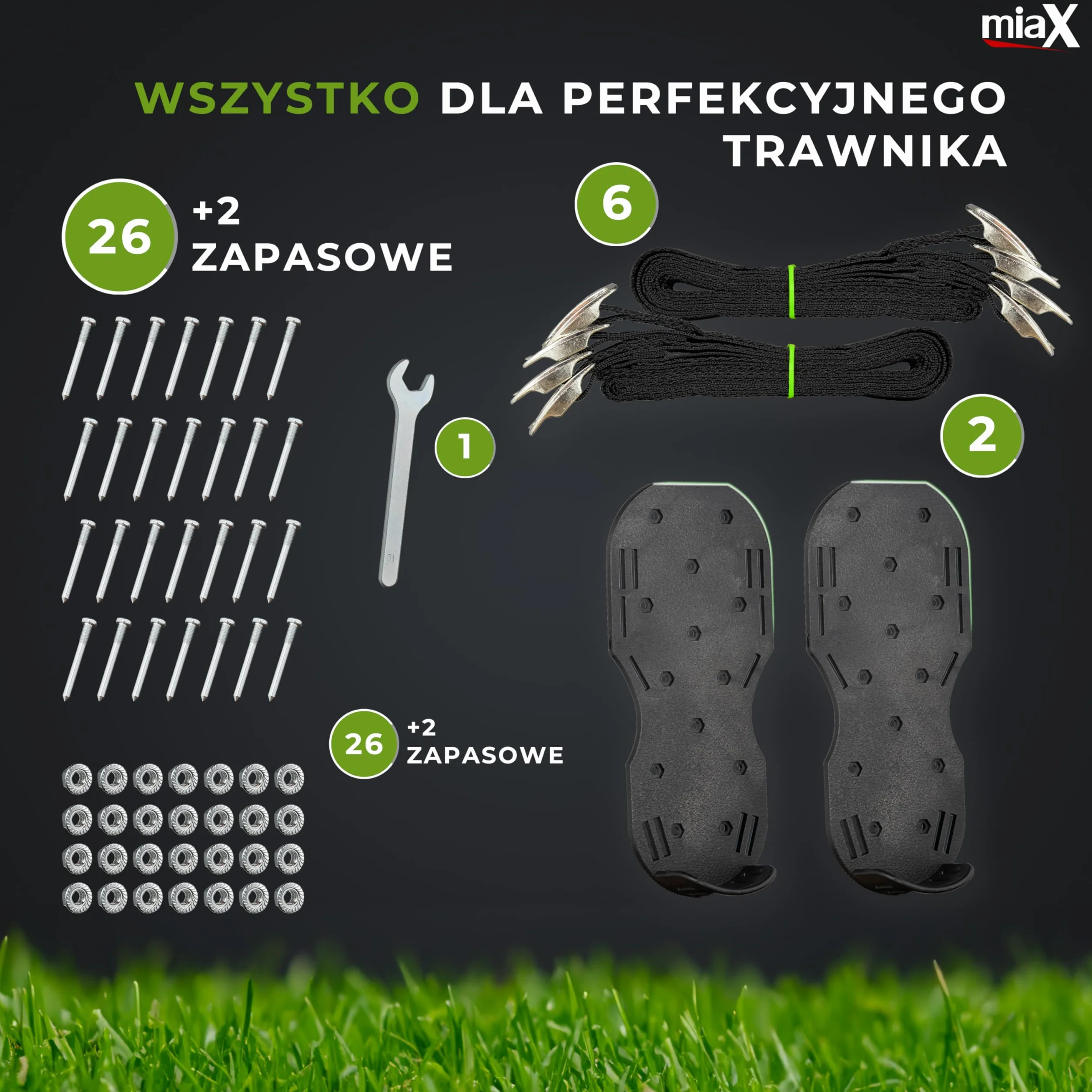 miaX Profesjonalne buty do napowietrzania trawy z gwarancją braku poślizgu – doskonałe buty do aeracji trawy dla idealnego trawnika – buty z kolcami z podwyższoną piętą zapewniającą stabilność