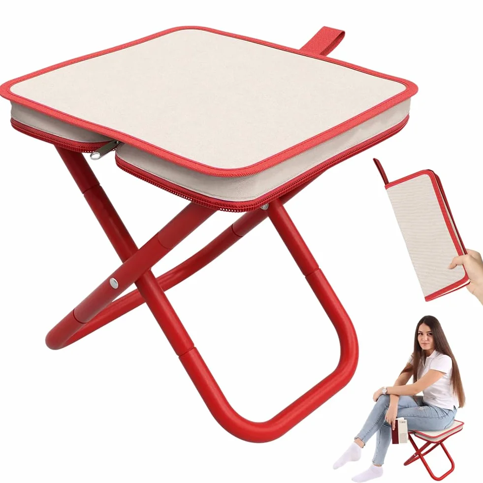 Przenośny taboret kempingowy, składany, 26 cm, przenośny, składany taboret z workiem do przechowywania, mini taboret składany i lekki taboret składany, do podróży, wędrówek, ogrodu, wędkowania