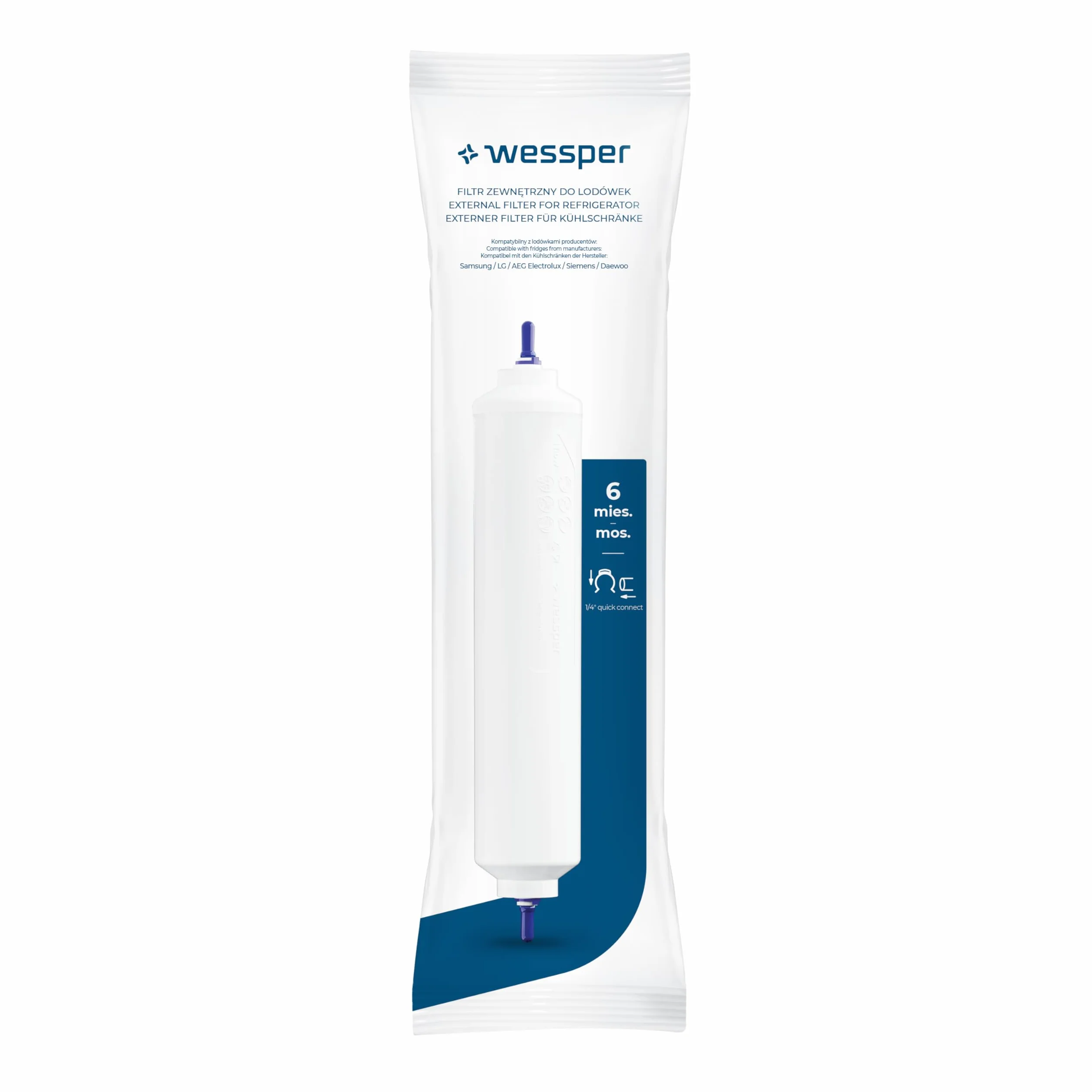Wessper 2x Filtry wody do lodówki kompatybilny z Samsung LG AEG Haier Whirpool - zamiennik filtrów: DA29-10105J, HAFEX/EXP, DA99-02131B, WSF-100, 5231JA2010B, 0060823485A, BL9808, EF-9603, 3890JC2990A