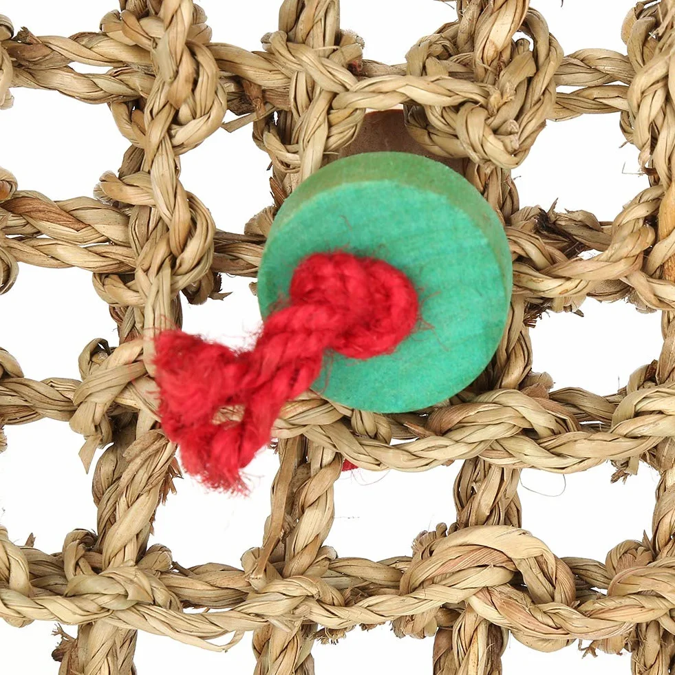 Seagrass Parrot Chew Toy | Hanging Net Mat for Bird Exercise & Entertainment | Secure Bird ToyCage Accessory | 12.6x12.6 Inches with 2 Hooks