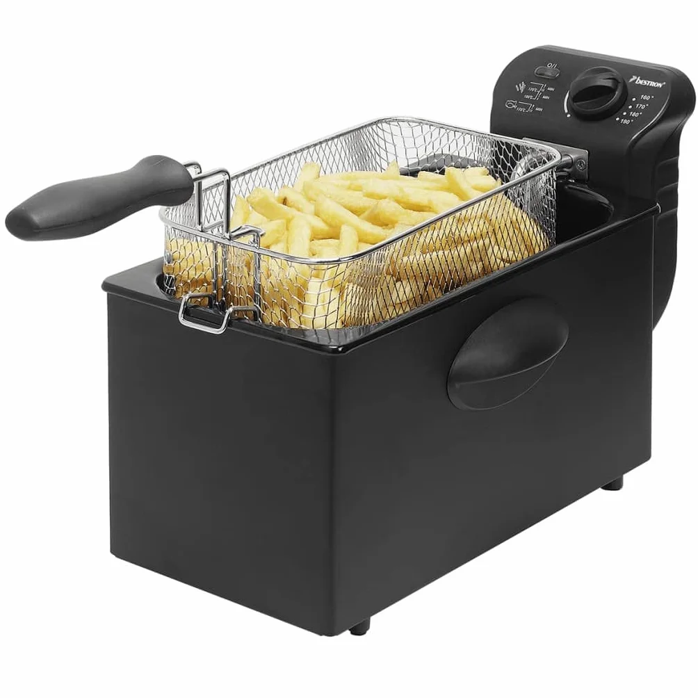 Bestron AF357B frytkownica olejowa z technologią zimnej strefy, 3,5 l, 2000 W, kolor: czarny