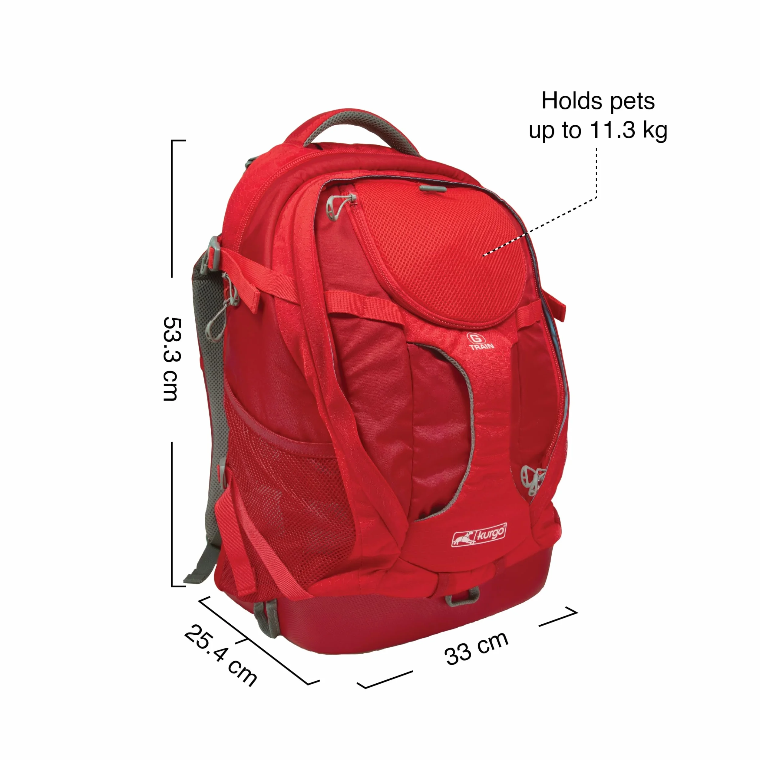 Kurgo G-Train plecak dla psa wodoodporny do 11 kg czerwony