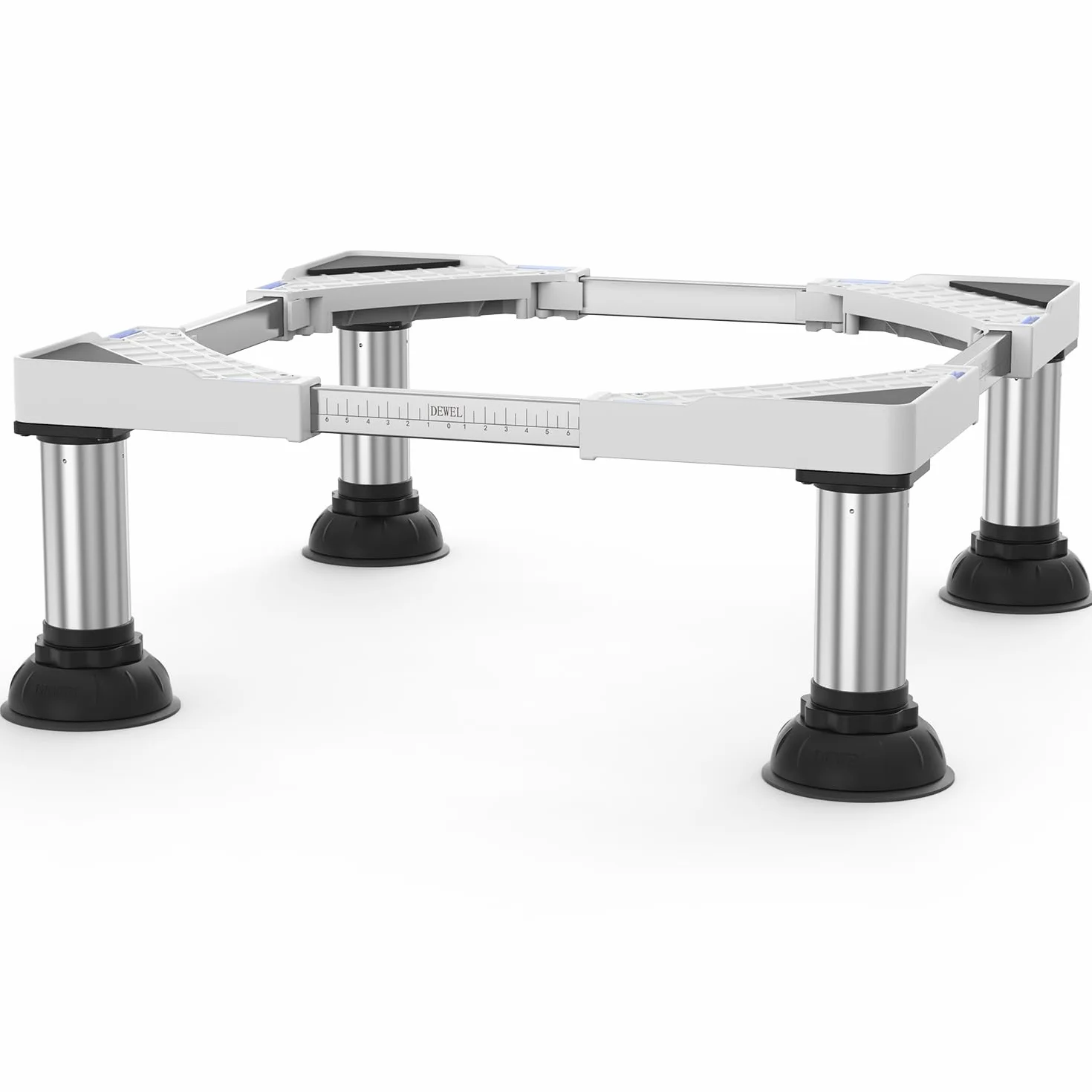 DEWEL Regulowana podstawa pralki, Rama podstawy pralki do lodówki, suszarki i zamrażarki, Obciążenie niedźwiedzia 300 kg, Regulowany 43-62 cm, 20-23 cm, Biały