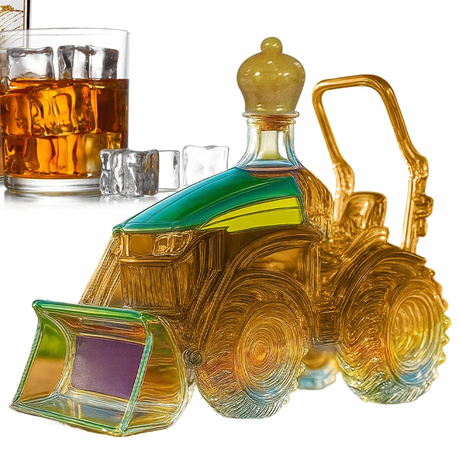 Karafka do traktora, butelka na wino w kształcie traktora, szklana karafka, przechowywanie do baru, domu, rodziny, szafki, dekoracja, miłośnicy whisky, kobiety