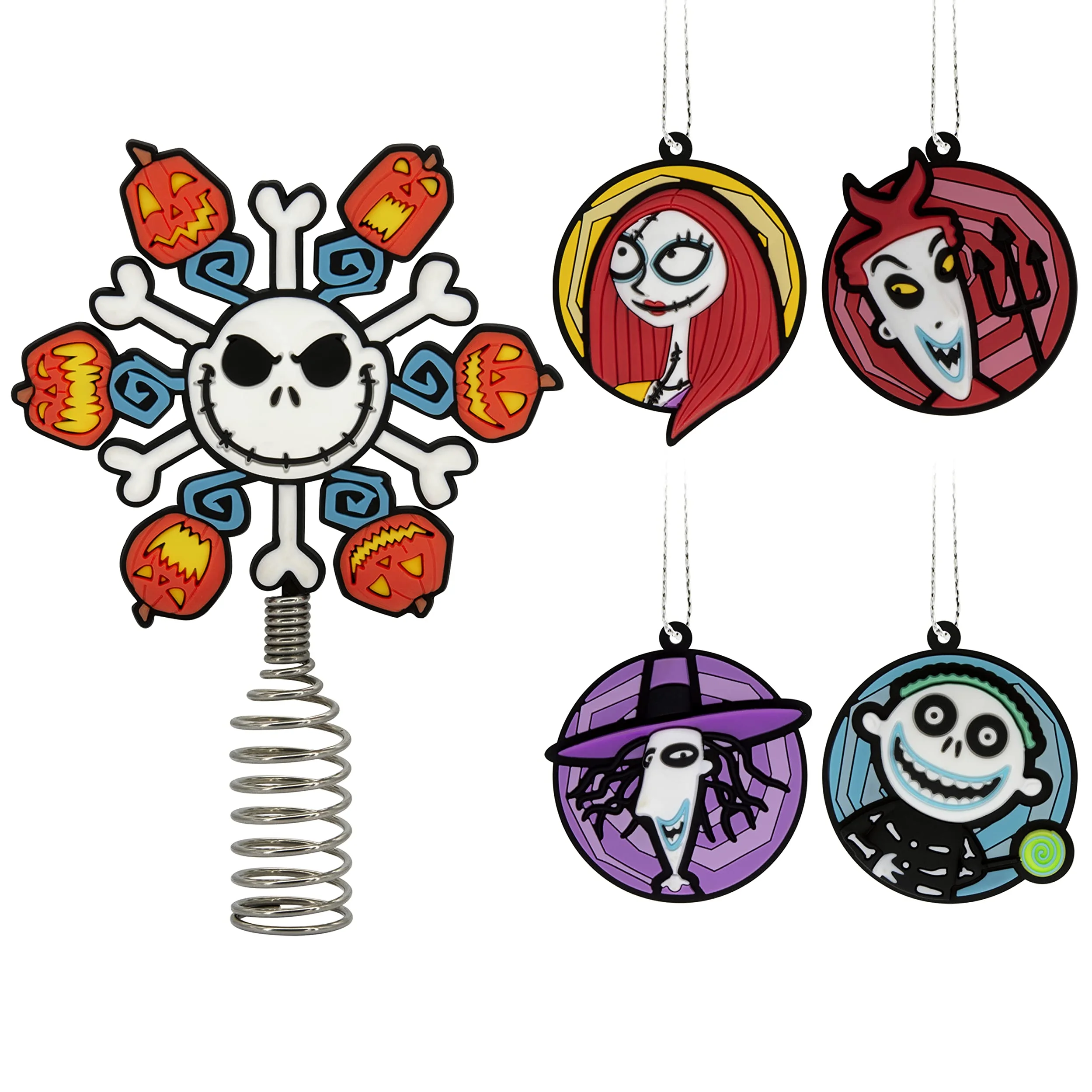 Hallmark Disney Tim Burton's Koszmar przed Bożym Narodzeniem 12,7 cm miniaturowa ozdoba na choinkę i mini ozdoby 4,3 cm, zestaw 5 sztuk, nietłukące się