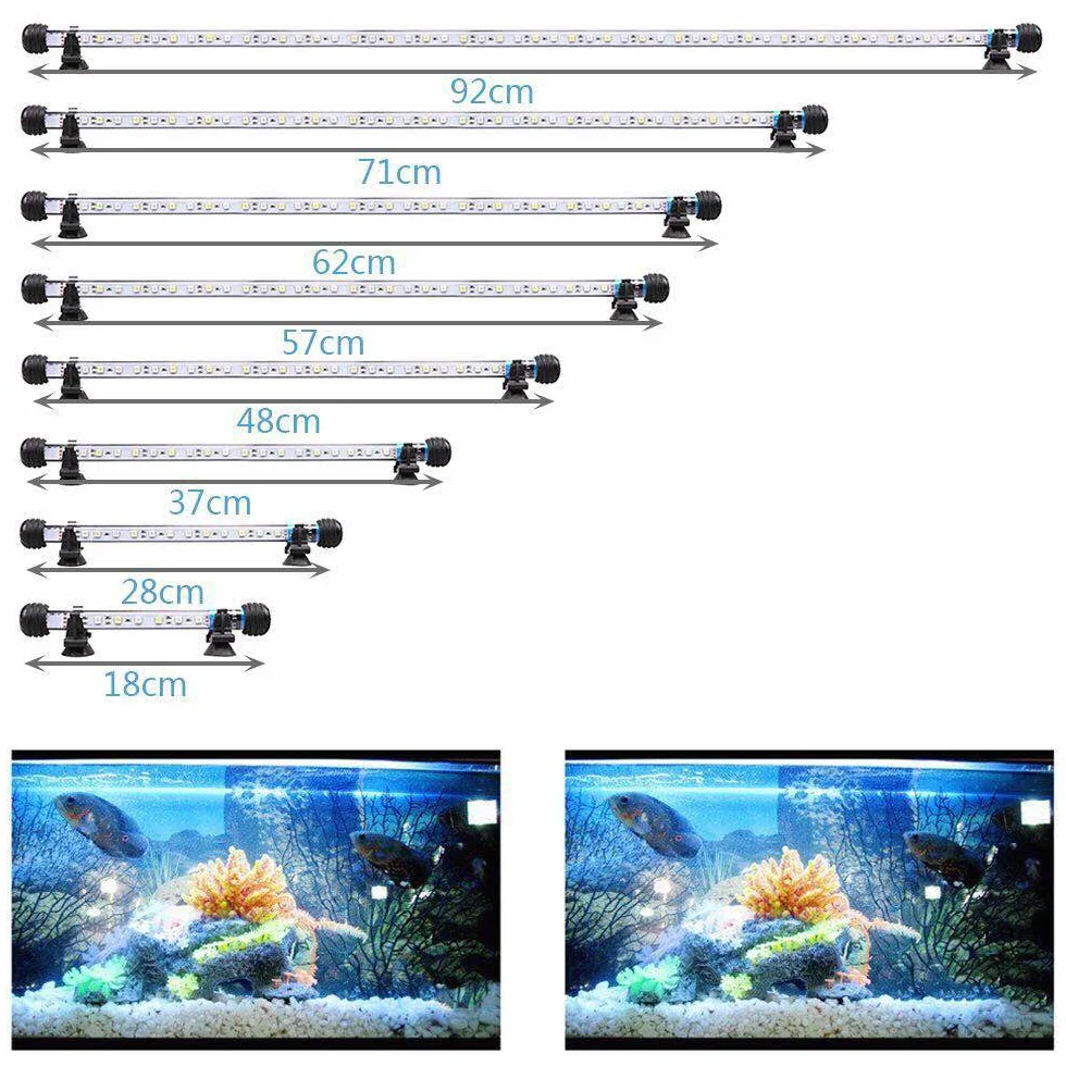 VARMHUS LED 18-112 cm do akwarium światło odporne na pranie napowietrzanie, lampa Stecker EU Unterwasser LED Listwy świetlne (biały i niebieski, 37 cm)