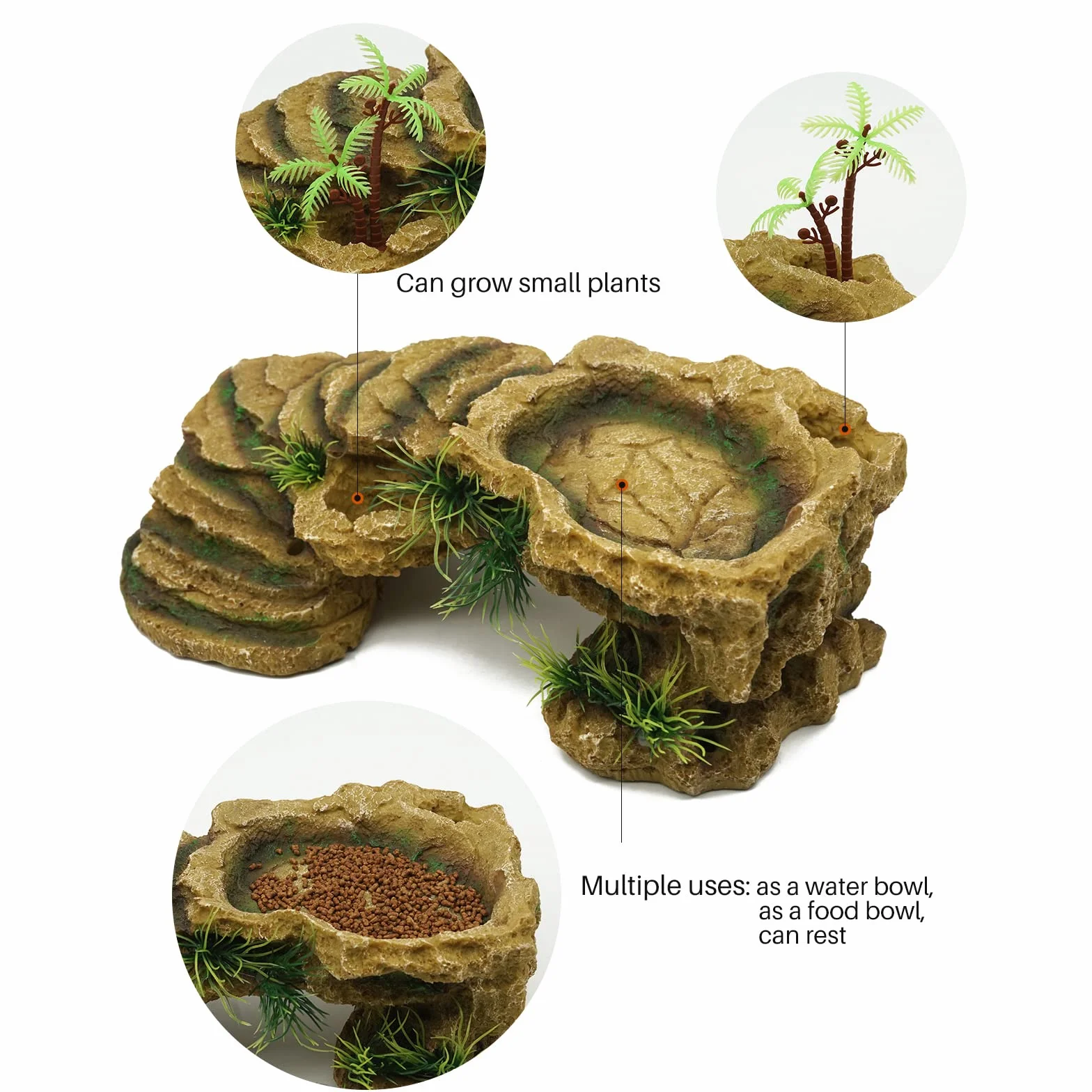 Platforma wygrzewająca się żółw, rampa dla gadów, terrarium, dekoracja dla brodatego smoka, gekona, skały, jaskini, schronienia, akwarium, dekoracja, jaszczurki, pająki, ryby, płazy (rozmiar