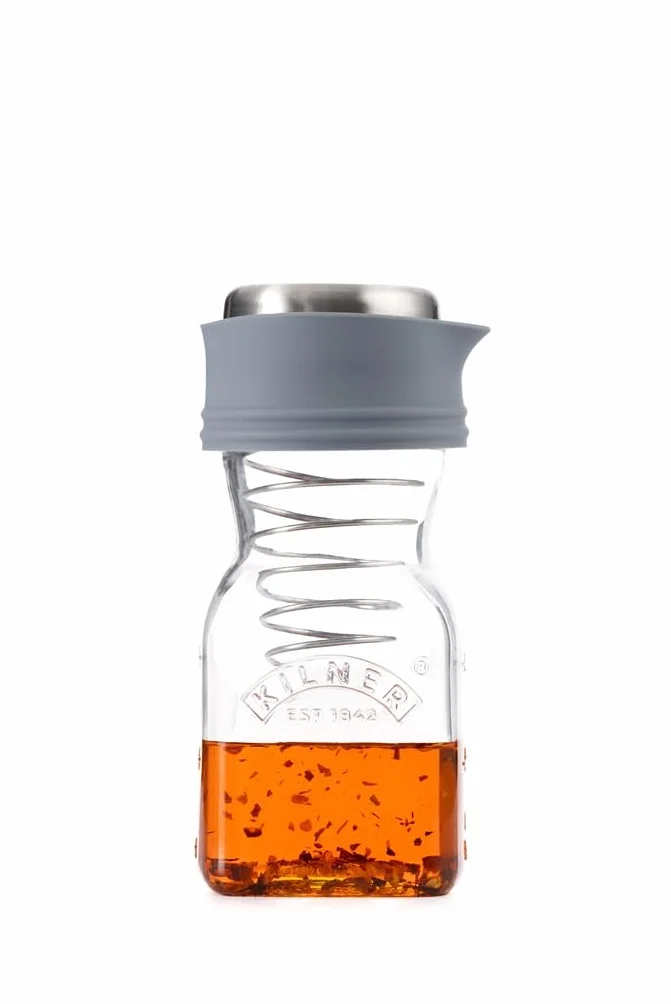 Kilner Zestaw do przyrządzania sosów sałatkowych, butelka 0,5 l, do samodzielnego przechowywania sosów, winegretów i sosów, nadaje się do mycia w zmywarce, zawiera broszurę z przepisami i