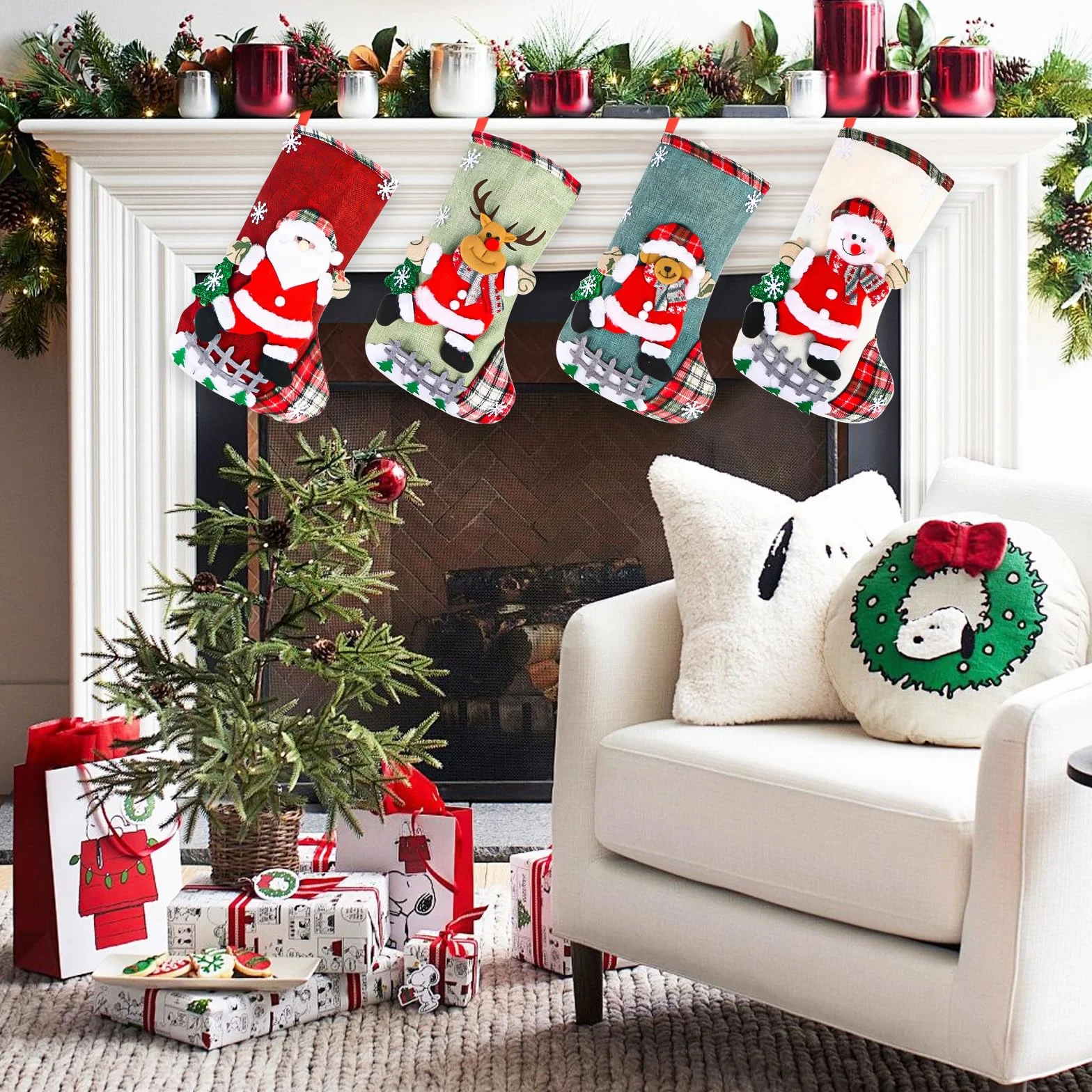 Zestaw skarpet Mikołaja, 2025 Nowe skarpety bożonarodzeniowe, buty Mikołaja do napełniania, skarpety bożonarodzeniowe do zawieszenia, Christmas Stocking Set, skarpety Mikołaja, dekoracja