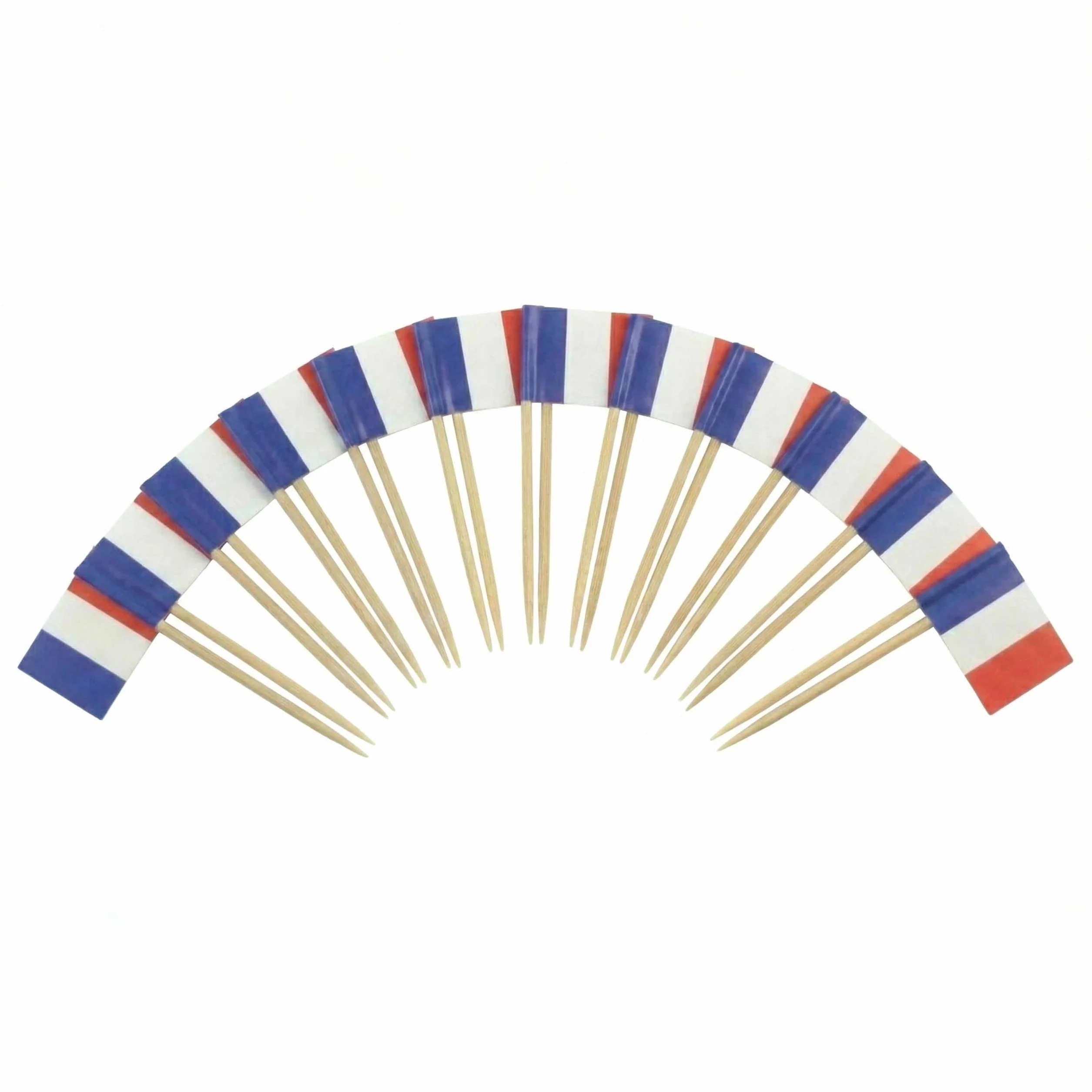 120 Szt. Wykałaczek koktajlowych z flagą Francji - 6,5 cm (2,5 in) Wykałaczki bambusowe z mini flagami - Wykałaczki dekoracyjne do przekąsek i napojów - od Mobi Lock