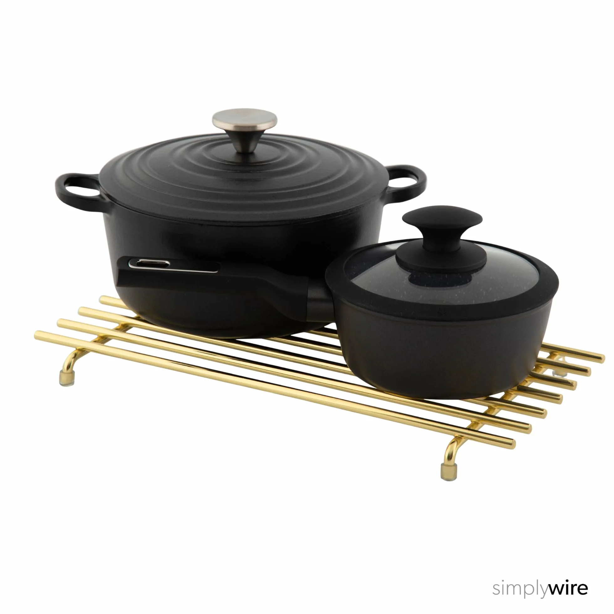 simplywire - Trójnóg – odporne na wysokie temperatury – ochraniacze blatu kuchennego – duży – jasne złoto