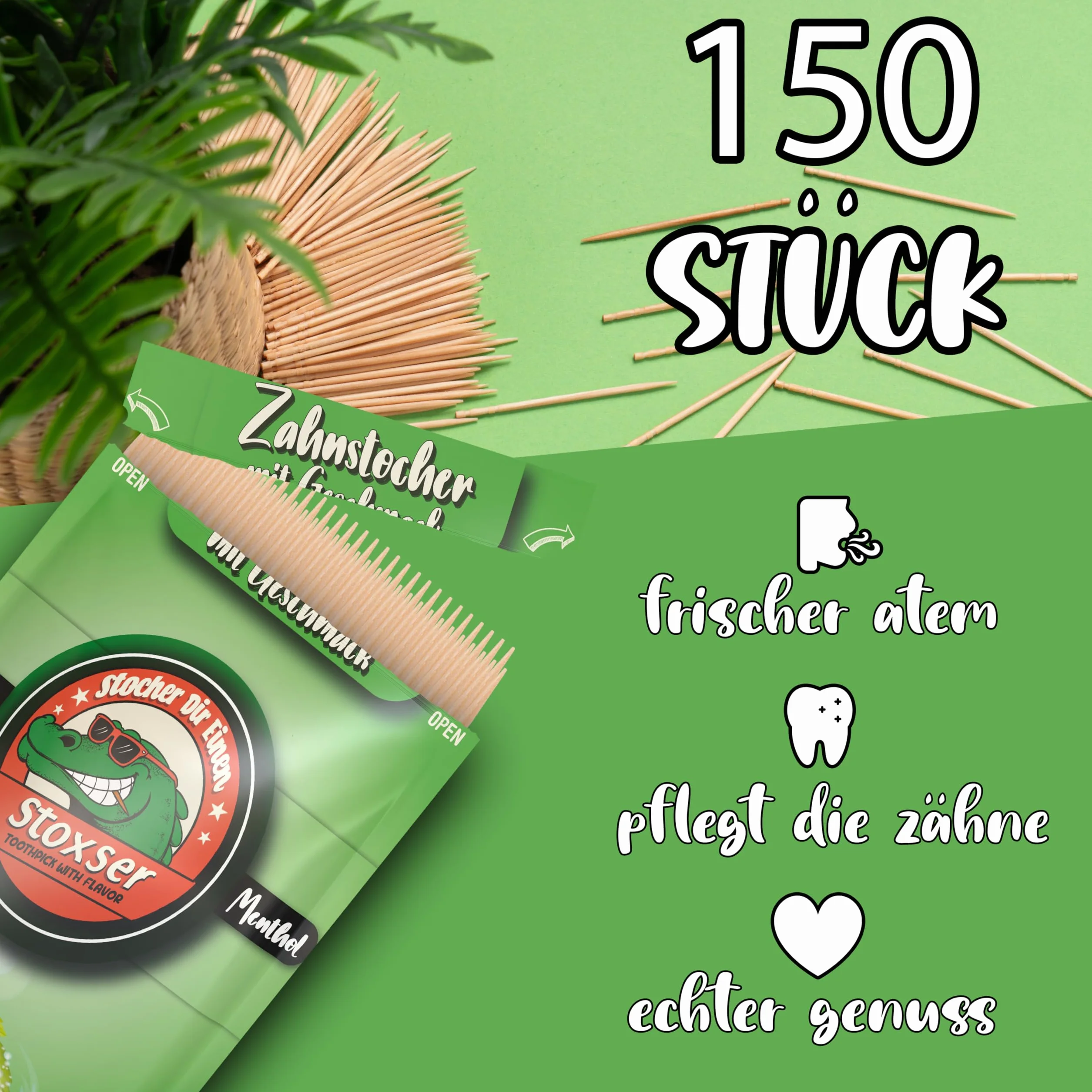 Stoxser 450 x wykałaczka o smaku brzoskwini i cytryny / cytryny i mięty/mentolu, rewolucja smaku, wykałaczki smakowe, bez gumy do żucia, wsparcie pasty do zębów, nić dentystyczna, bez cukru