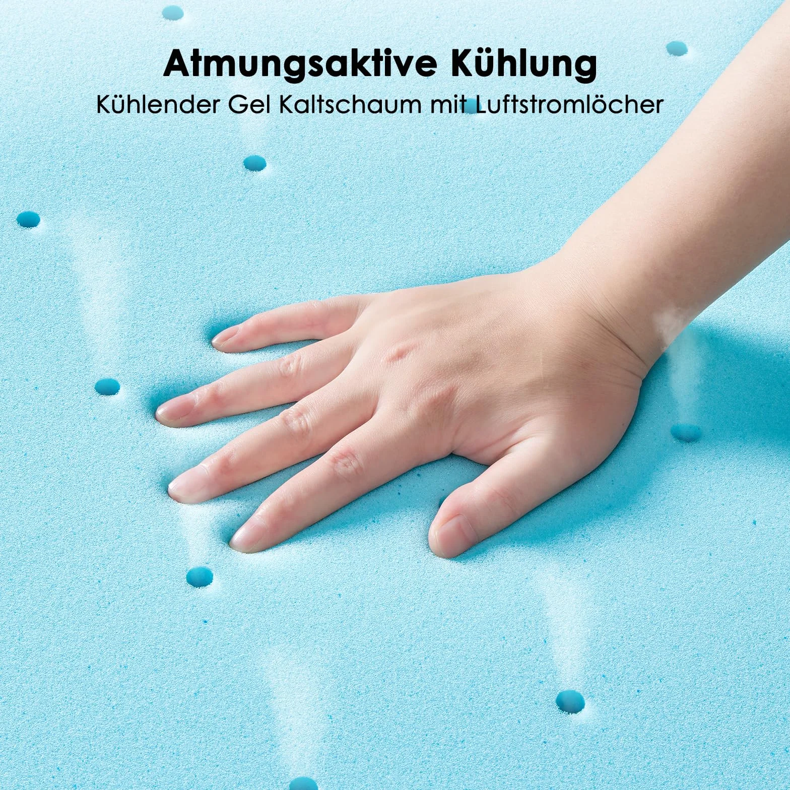 PERLECARE Materac wierzchni 140 x 200 cm – wysokość 7,5 cm, stopień twardości H3 H4, z poszewką na materac o wysokiej szerokości, certyfikat Öko-Tex pianka żelowa, na łóżko kontynentalne i sofę do