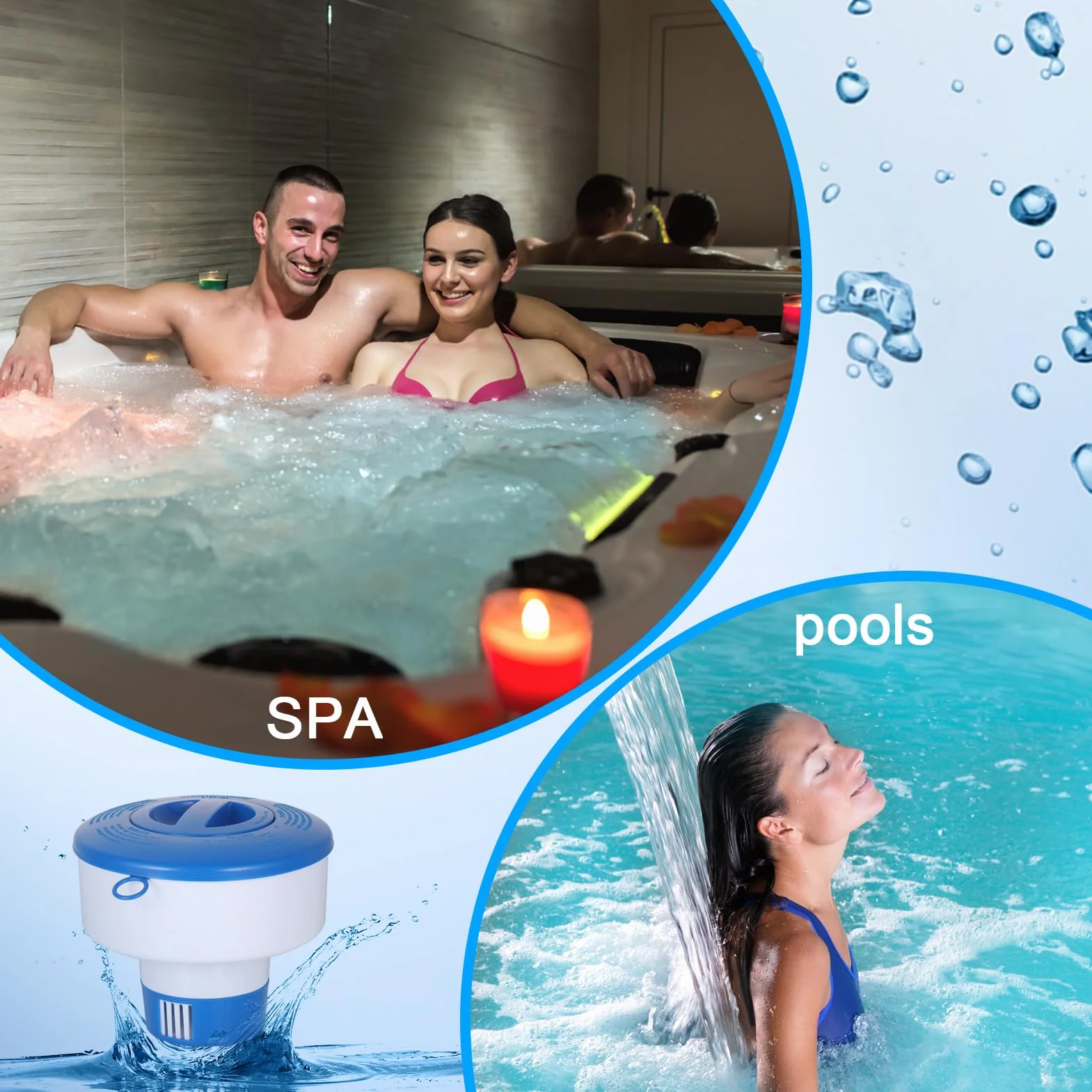 Zocipro Dozownik chloru basenu, 17 cm pływający dozownik chloru, pływak chemiczny z basenem chemicznym, pływak chloru do basenu, SPA