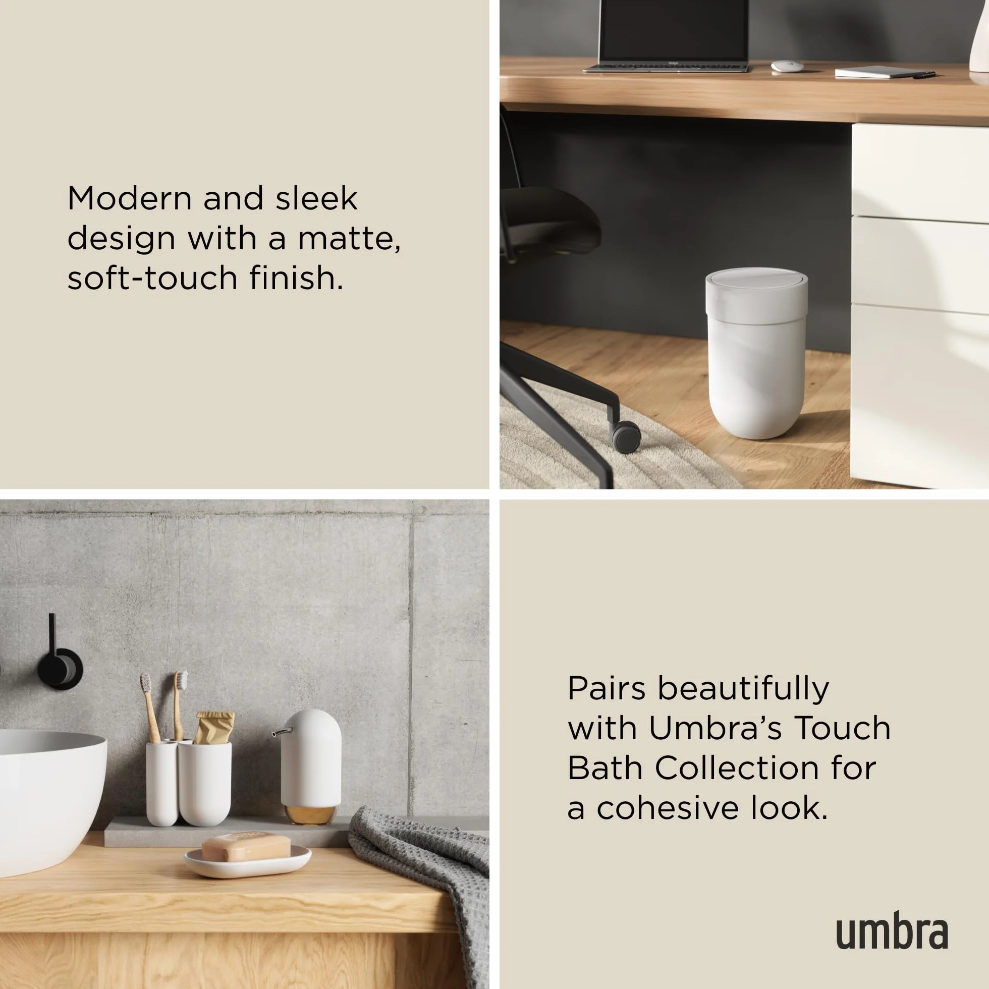 Umbra Touch Kosz na Śmieci, Biały, 6 L