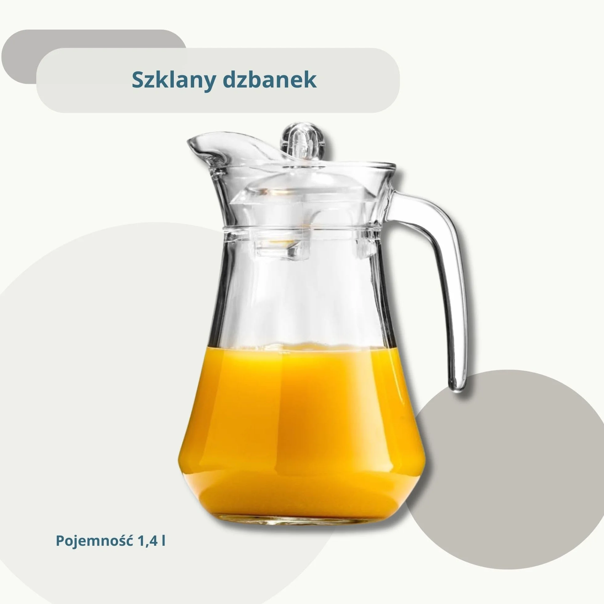 VILDE Szklana karafka | 1,4 l | dzbanek szklany z pokrywką i dzióbkiem
