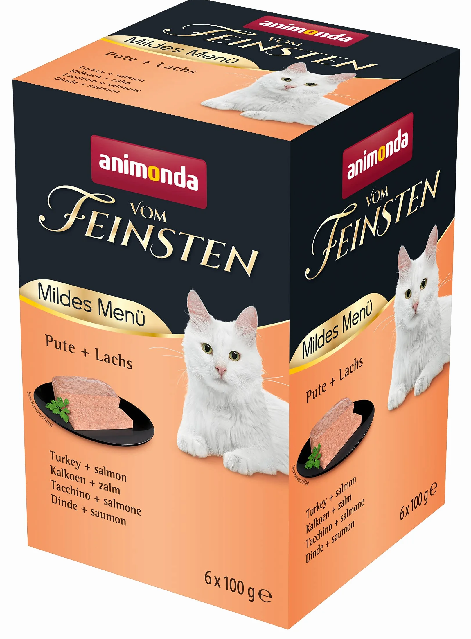 Animonda vom Feinsten Mildes Menu Indyk + łosoś 6 x 100 g mokra karma dla kotów bez zbóż