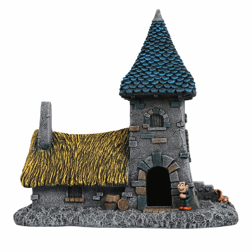 Aquadella, Gargamel House Forest Smerfy Figurka, wysoce szczegółowa i wykonana z żywicy poliestrowej, nietoksyczna i neutralna pH, do akwariów słodkowodnych i morskich