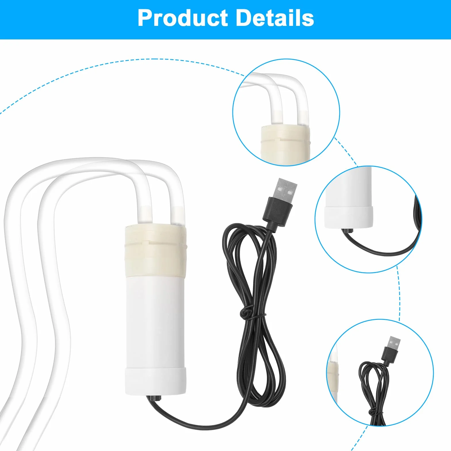 HENGBIRD Mini Pompa Wodna USB DC 5V Samozasysająca 1m Wąż PVC Filtr Kamienny do Akwarium