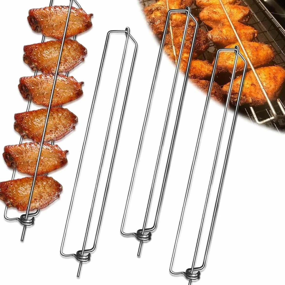 szpikulce ze stali, YouXiaor 4 szt. szpikulce do grilla, szpikulce do grilla, szpikulce do grilla, długie szpikulce do grillowania, grillowania, mięsa, warzyw BBQ Stick