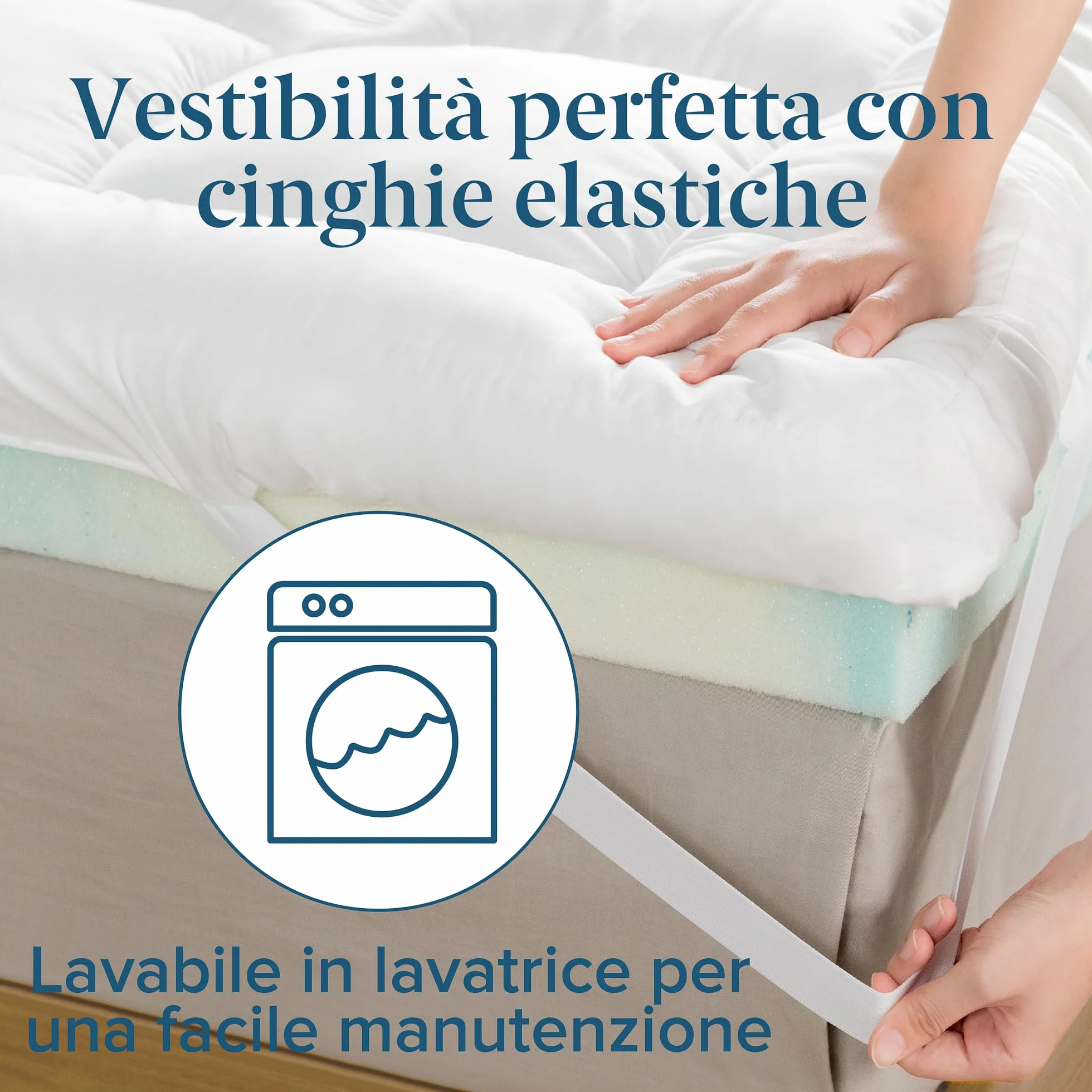 Zinus Mattress Topper, poliester, biały, 190 x 160 cm