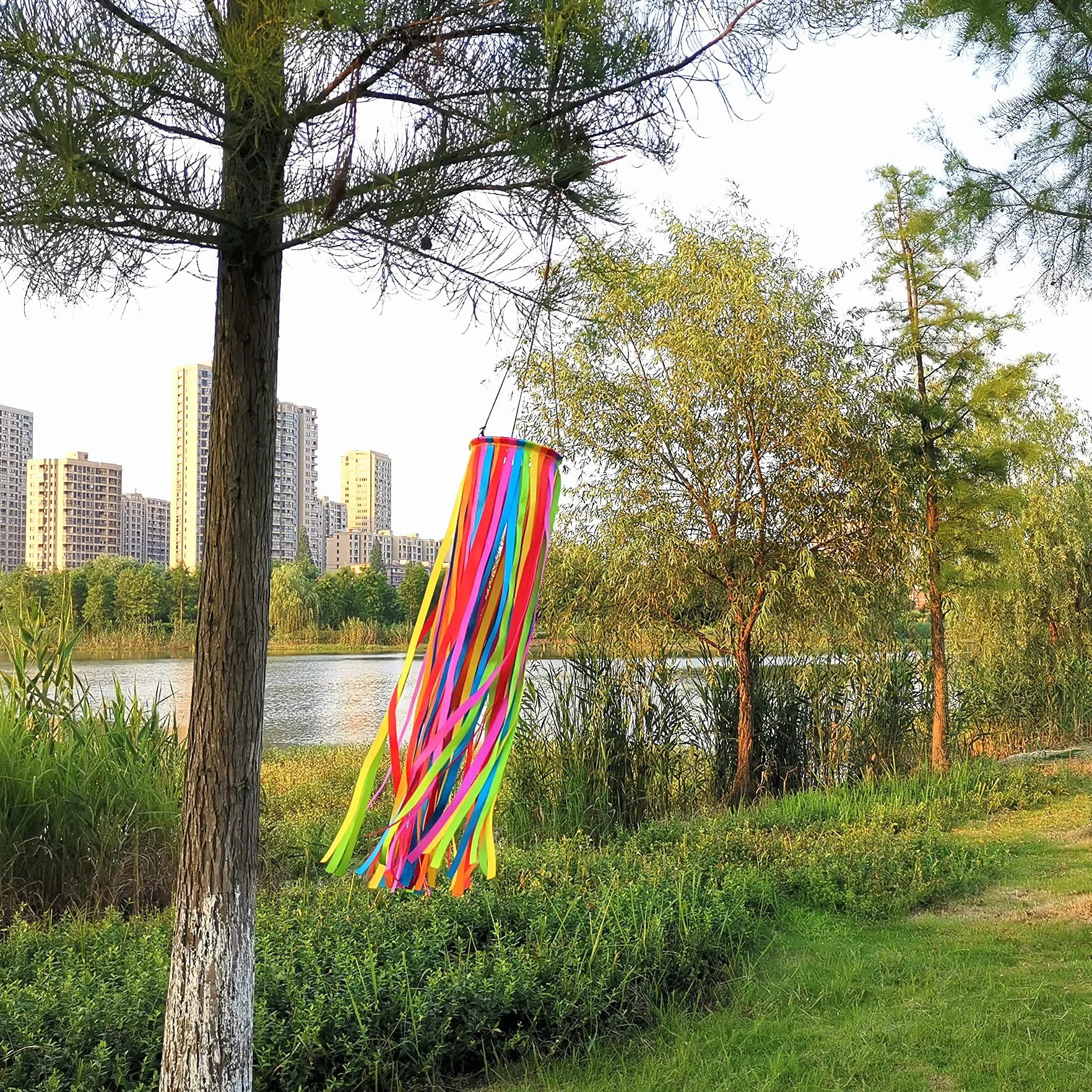 Satynowa wstążka Windsock Streamer, dekoracje zewnętrzne na patio, ogród, podwórko, dok i kemping, 100 cm, WS49-XZH