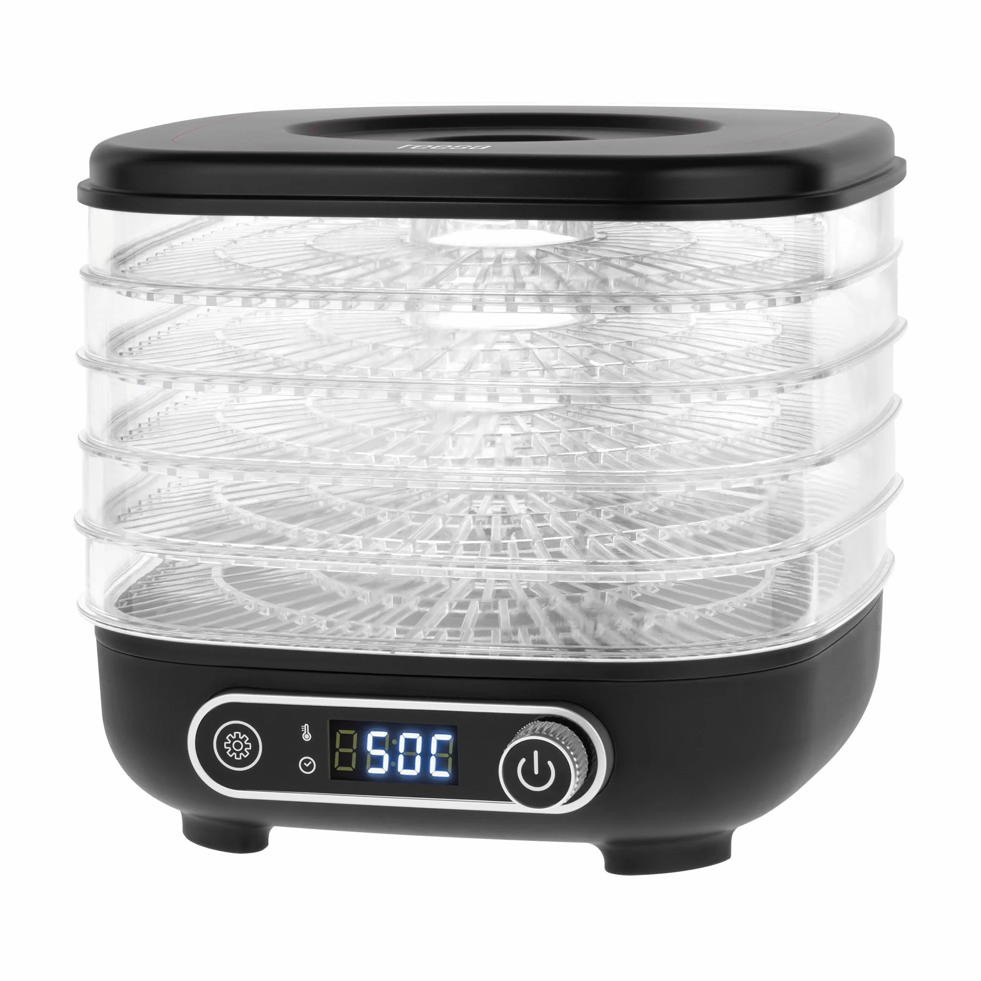 Teesa Suszarka do Grzybów Warzyw Owoców Moc 300W 5 Przezroczystych Sit Wyświetlacz LCD Termoobieg Regulacja Temperatury TSA3033
