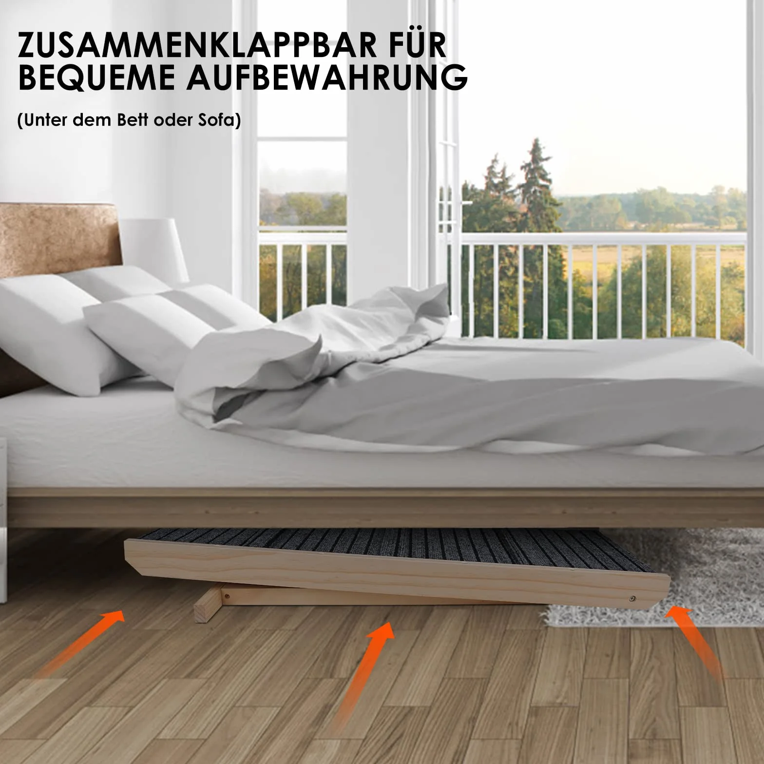 Zvonema Drewniana Regulowana Rampa dla Psów 25,5-60 cm Antypoślizgowa