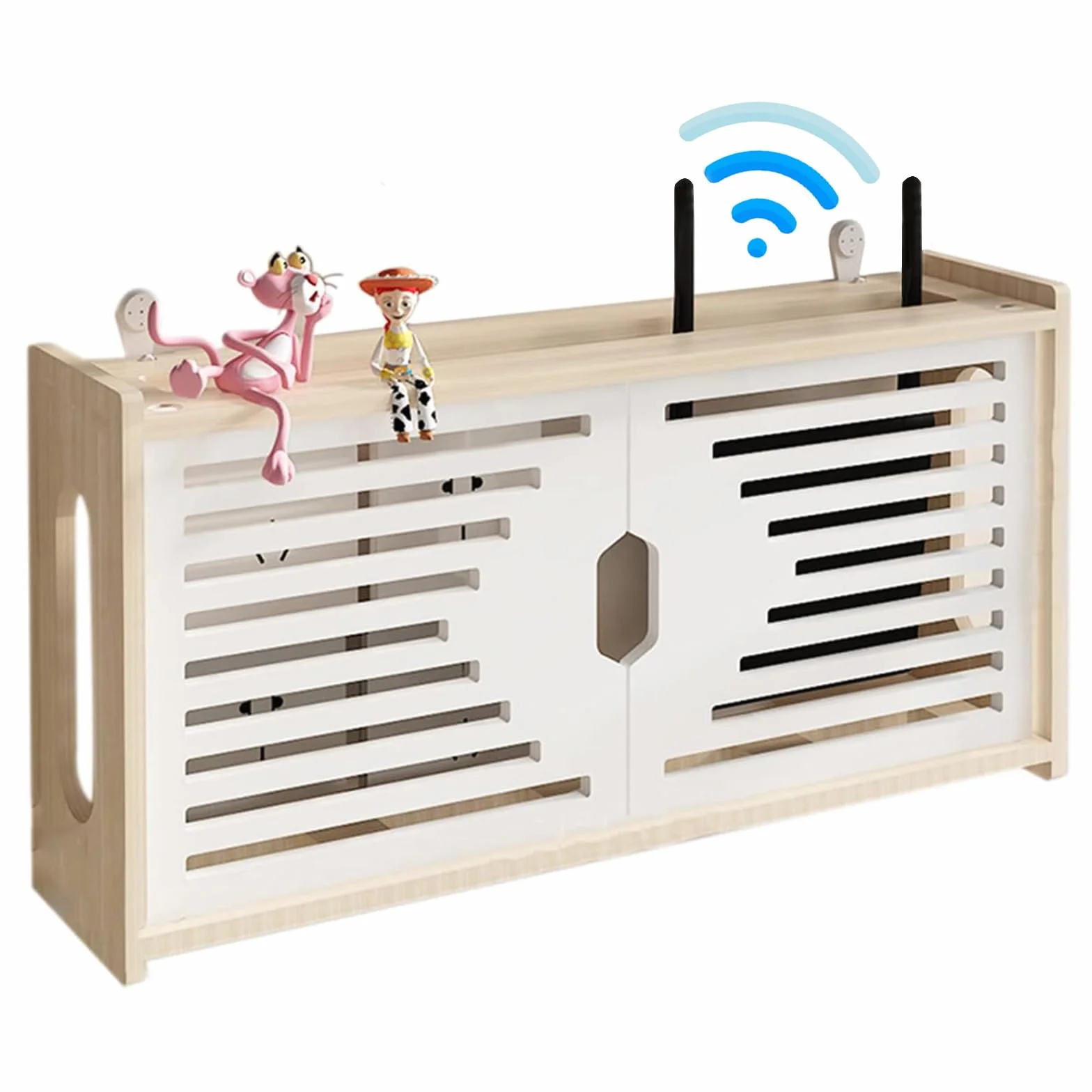 Skrzynka do przechowywania routera Wi-Fi montowana na ścianie, półka na router, kabel, wtyczka ścienna, półka na kable telewizyjne, przechowywanie multimediów do przechowywania przewodów