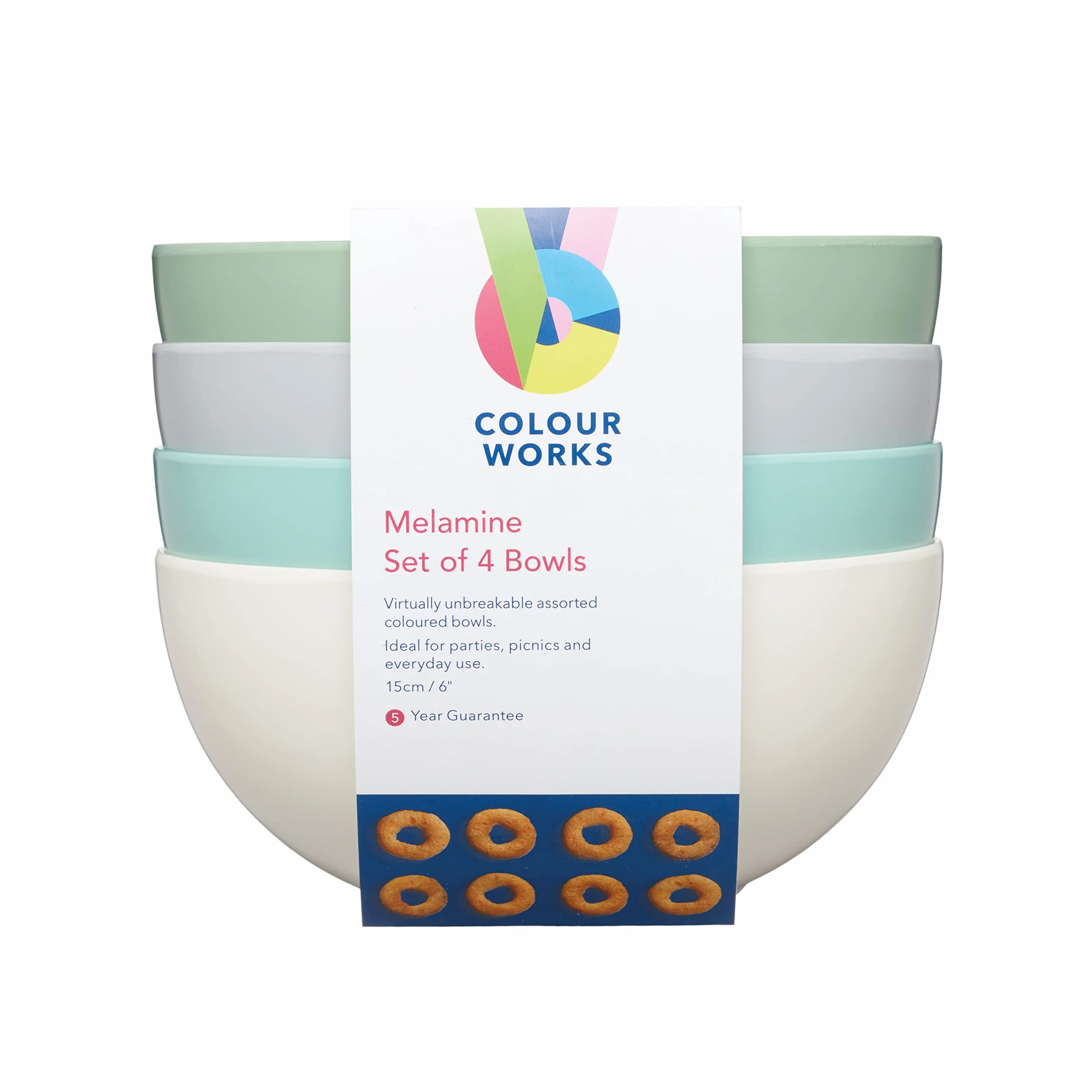 KitchenCraft Zestaw Misek Colourworks Classics, 28 cm, 750 ml, Melamina, 4 Sztuki – Wielokolorowe