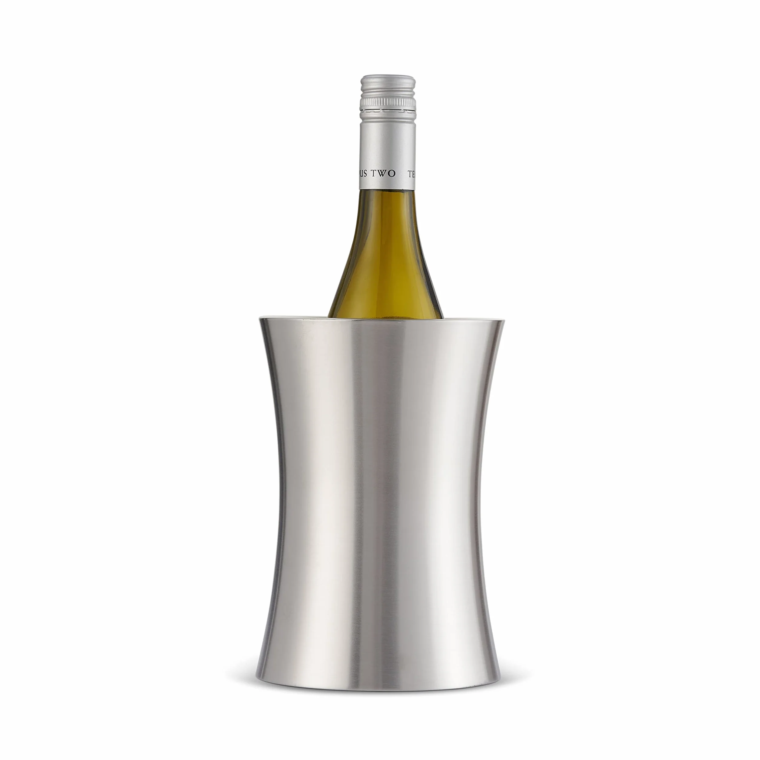 Dąb i stal – wysokiej jakości stal nierdzewna dwuścienna butelka na wino szampana wiadro chłodzące, 19 cm x 10 cm - pudełko prezentowe na urodziny, ślub, rocznicę i letnią imprezę ogrodową