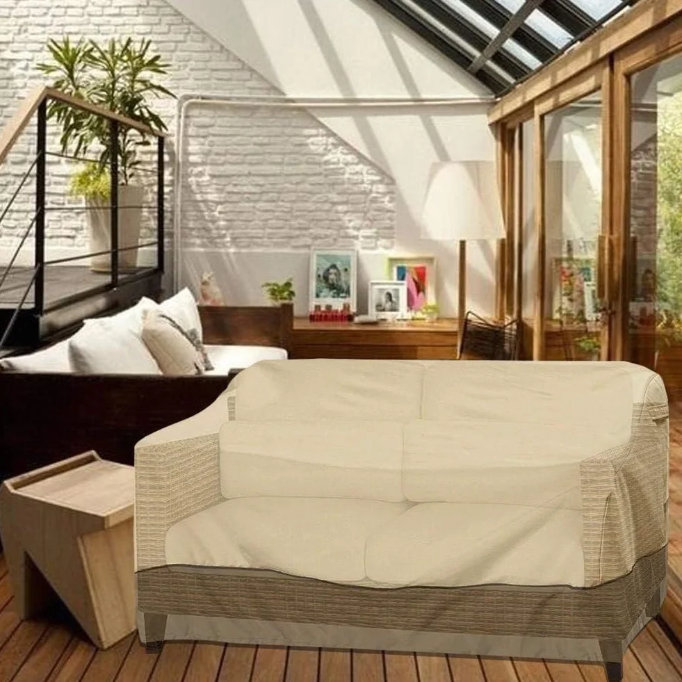 Pokrowiec na sofę ogrodową ze sznurkiem wodoodporny pyłoszczelny pokrowiec ochronny na ławkę wypoczynkową Love Seat 2-osobowy/3-osobowy na zewnątrz (S: 147 x 83 x 79 cm)