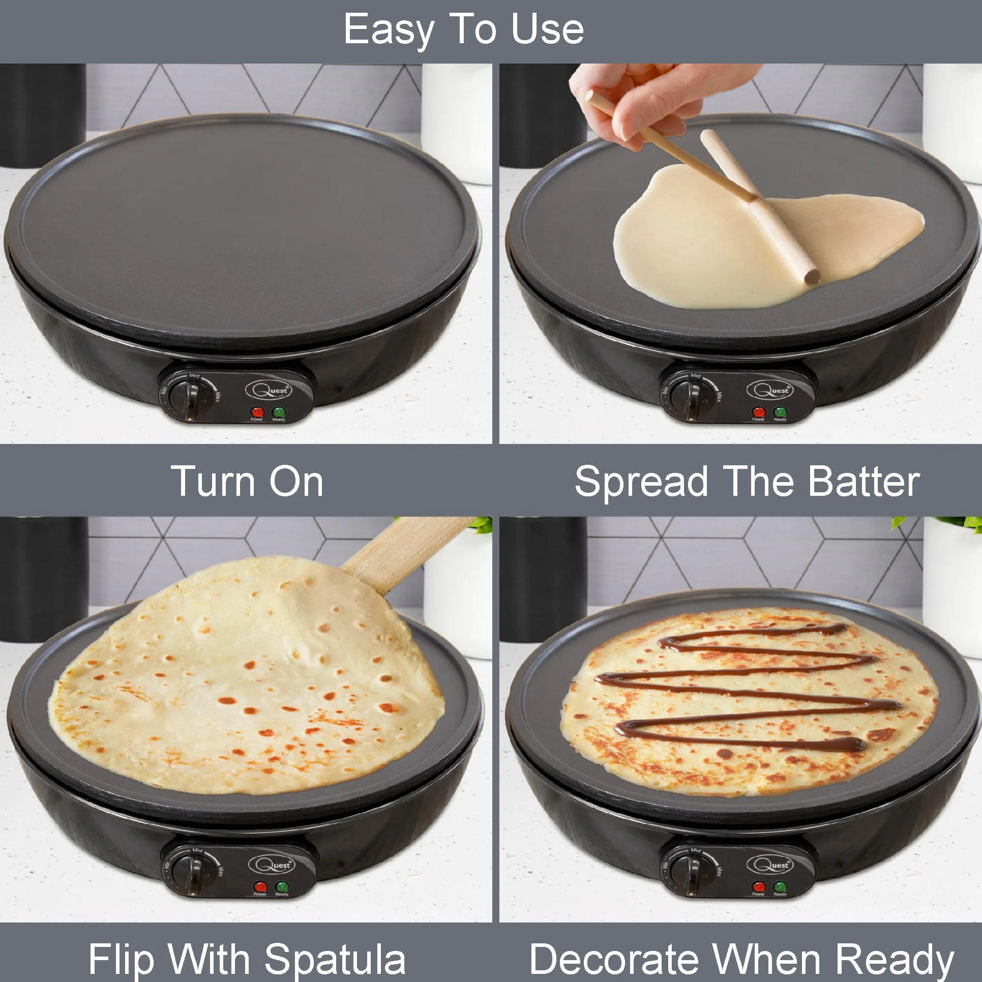 Quest 35540 Benross Electric Pancake Crepe Maker with Spreader, 1000 W by Quest