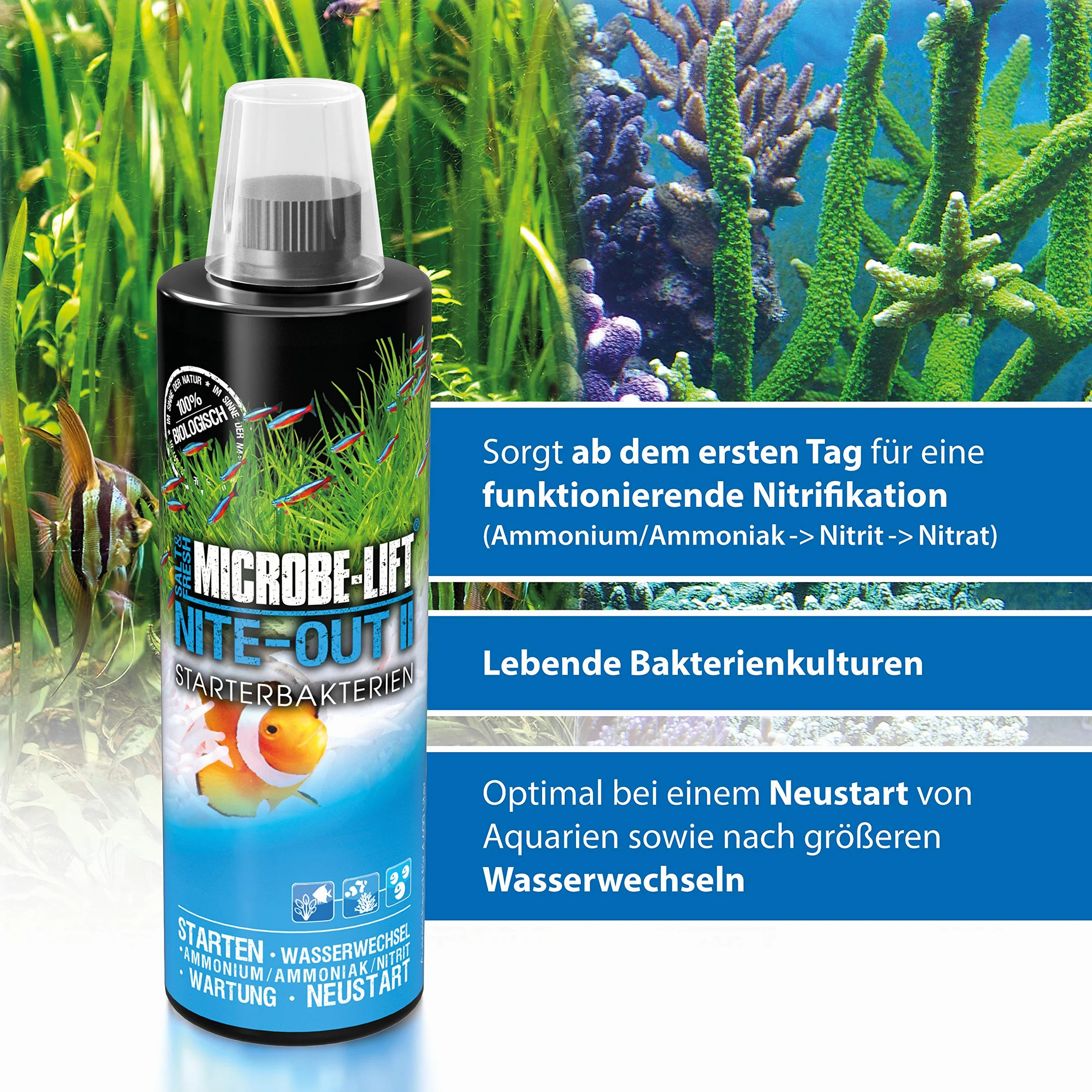 Microbe-Lift Nite-Out II Wysoce aktywne bakterie startowe do akwarium morskiego i słodkowodnego 236 ml
