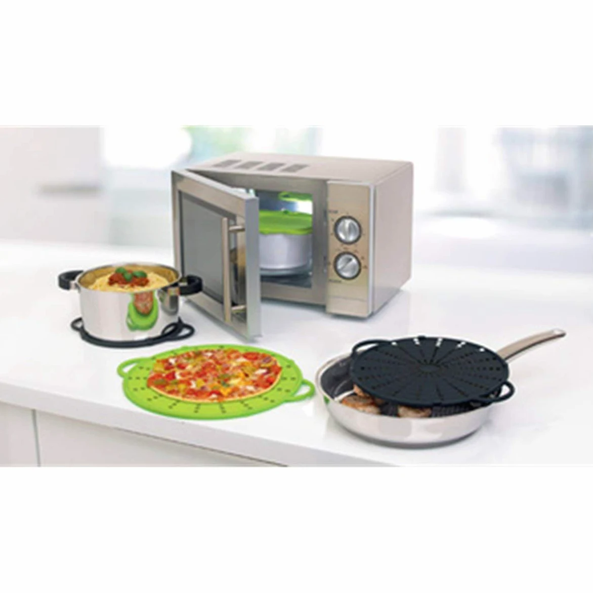 EMSA 514559 Smart Kitchen silikonowa osłona przed rozpryskami, Ø 21 cm, szara